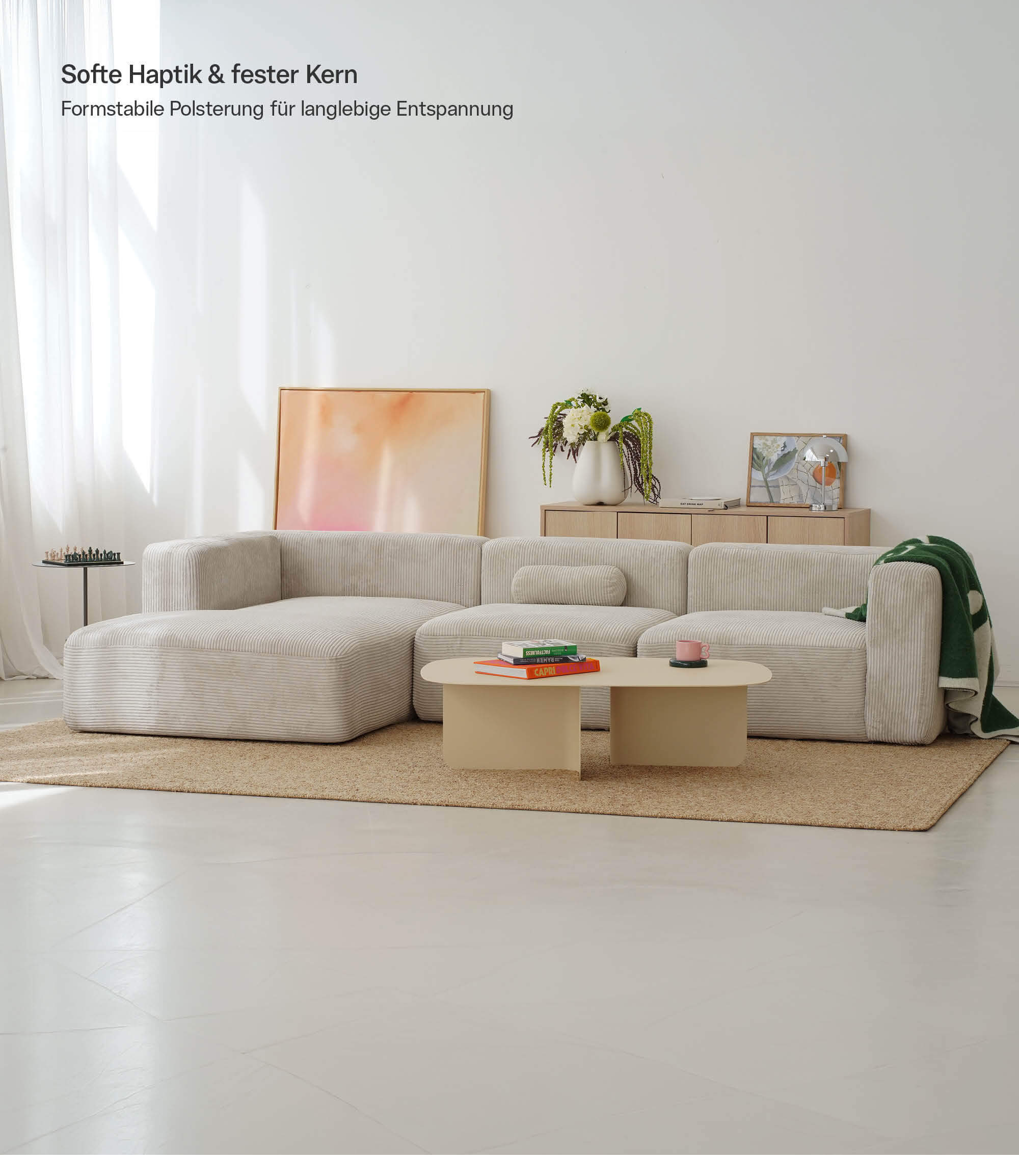 Ecksofa 4-Sitzer 'Cubo' (großes L) Ecksofa Cord Eckcouch Bigsofa 4-Sitzer Sofa 'Cubo'