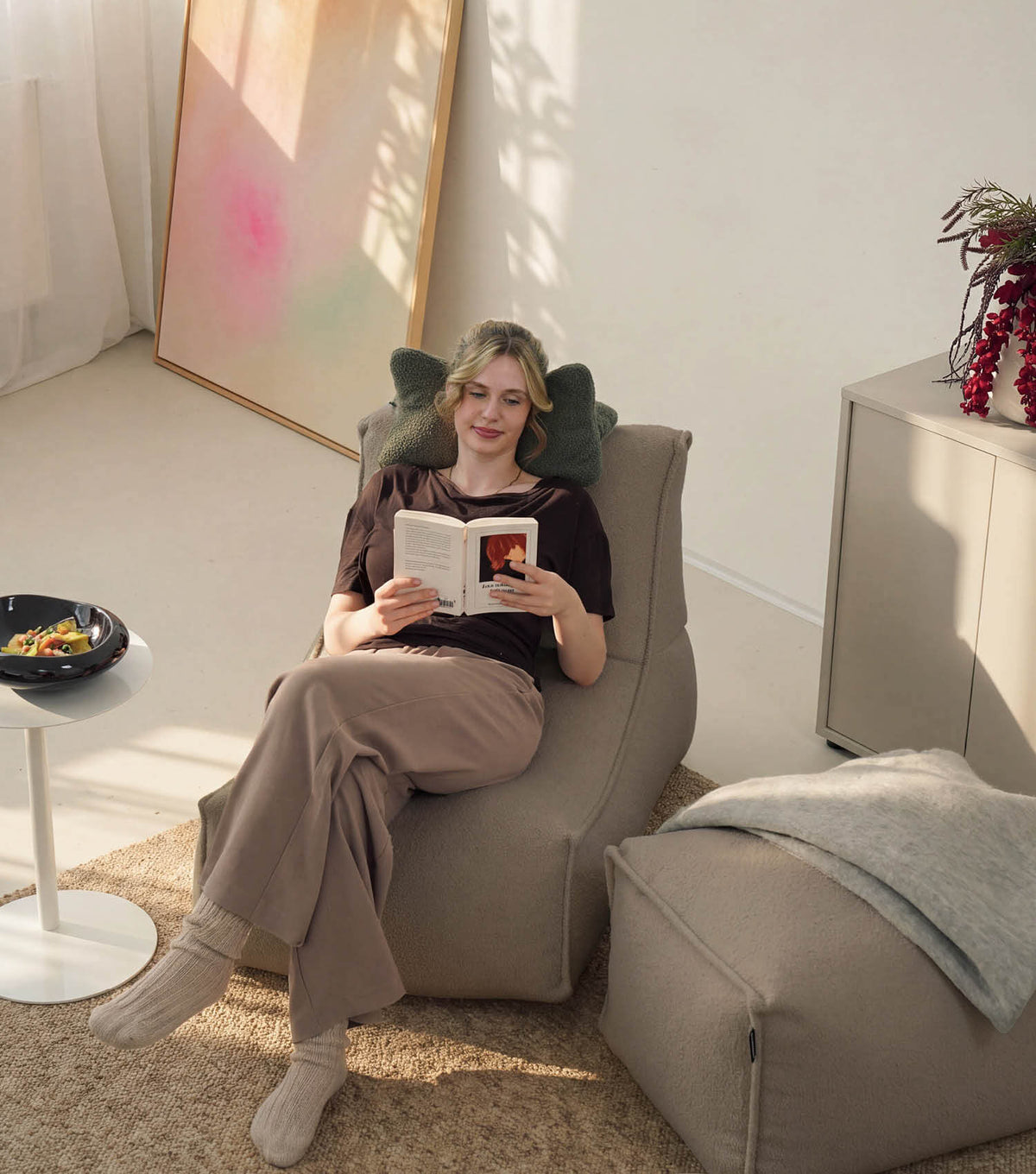 mokebo® 'Doze' Bouclé bean bag relax chair reading chair