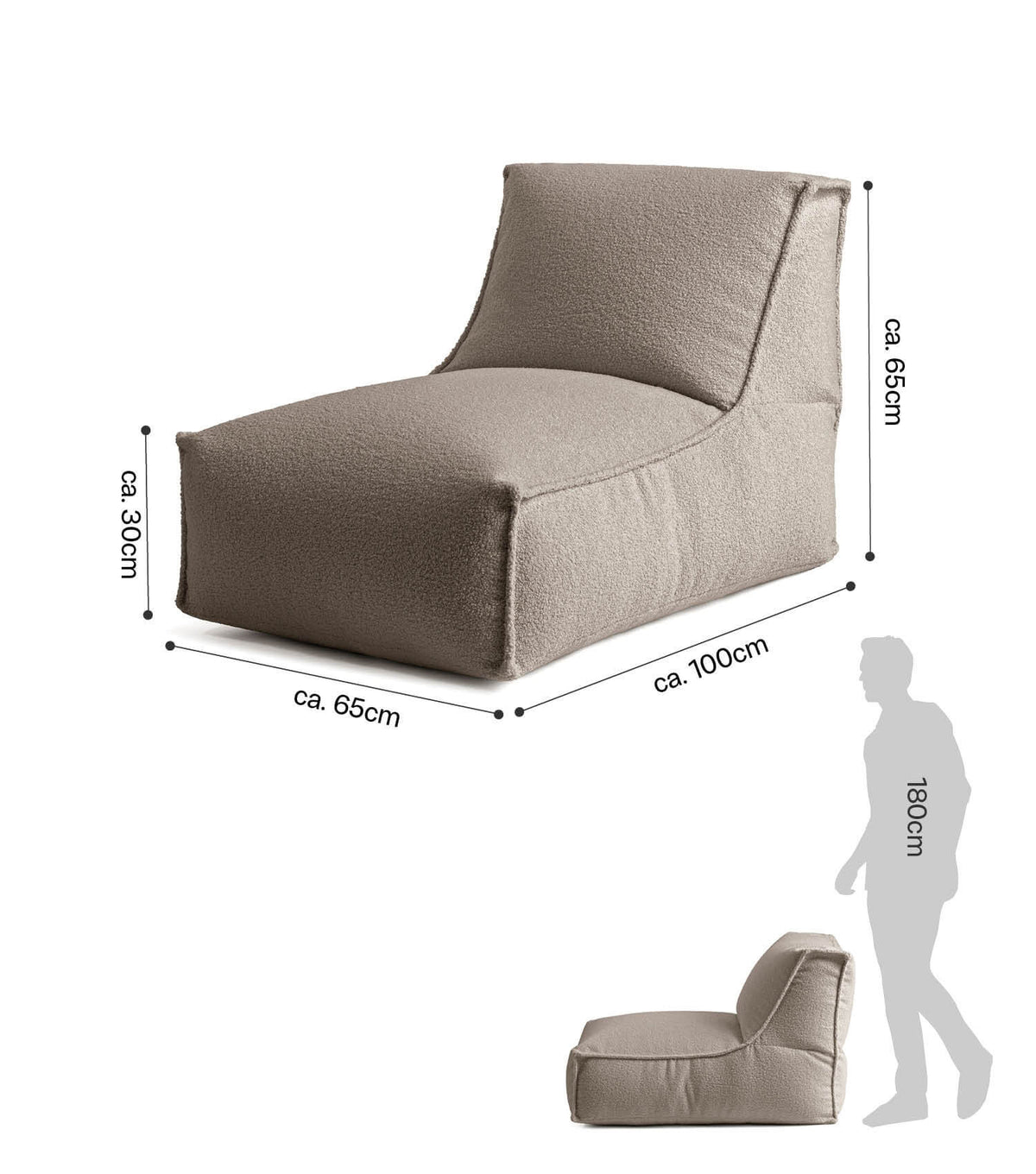 mokebo® 'Doze' Bouclé bean bag relax chair reading chair
