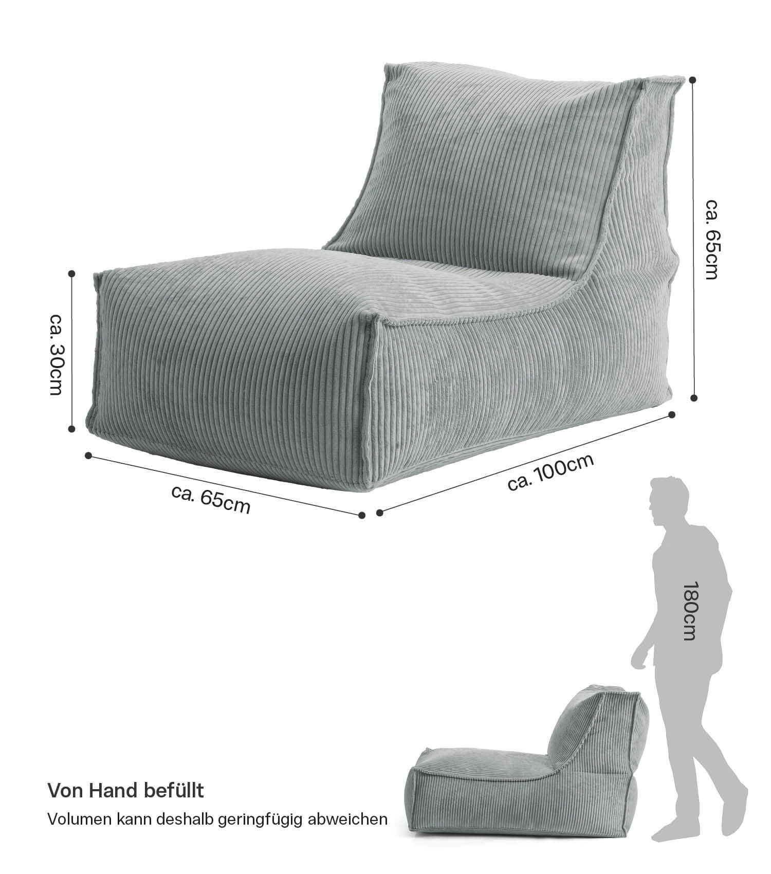 Sitzsack XXL + Pouf für Kinder & Erwachsene mit Füllung 'Der Gelassene'