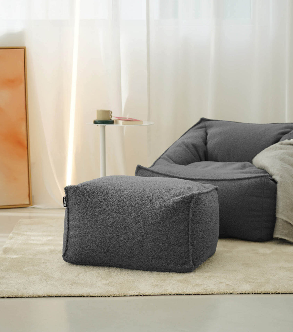 mokebo® 'Block' Pouf Bouclé, pouf, repose-pieds, coussin de sol