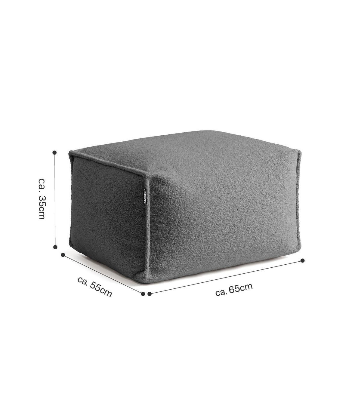 mokebo® 'Block' Pouf Bouclé, pouf, repose-pieds, coussin de sol