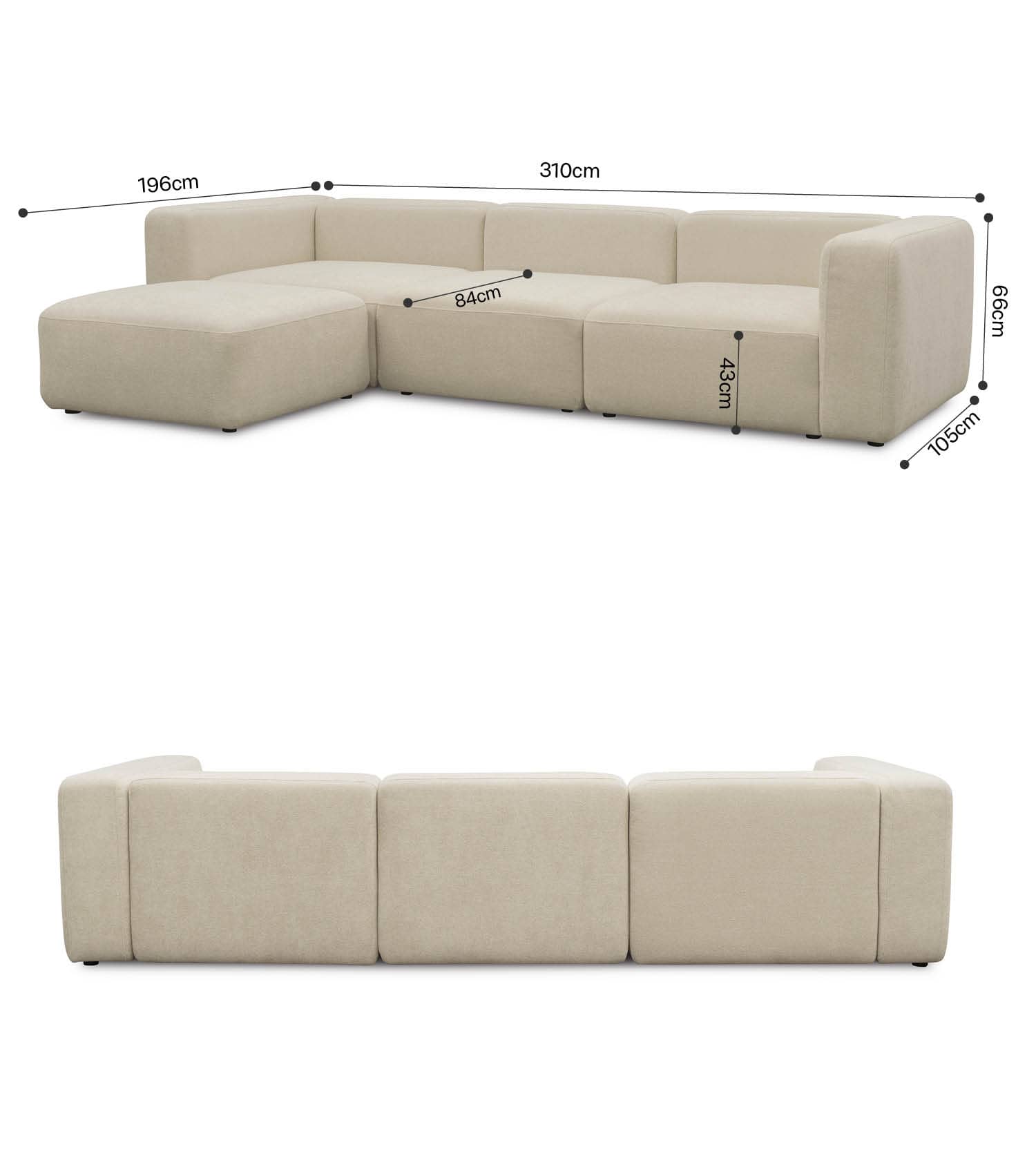 4-Sitzer Sofa mit Hocker 'Cubo' Sofa mit Hocker Bigsofa 4-Sitzer Cord Sofa 'Cubo'