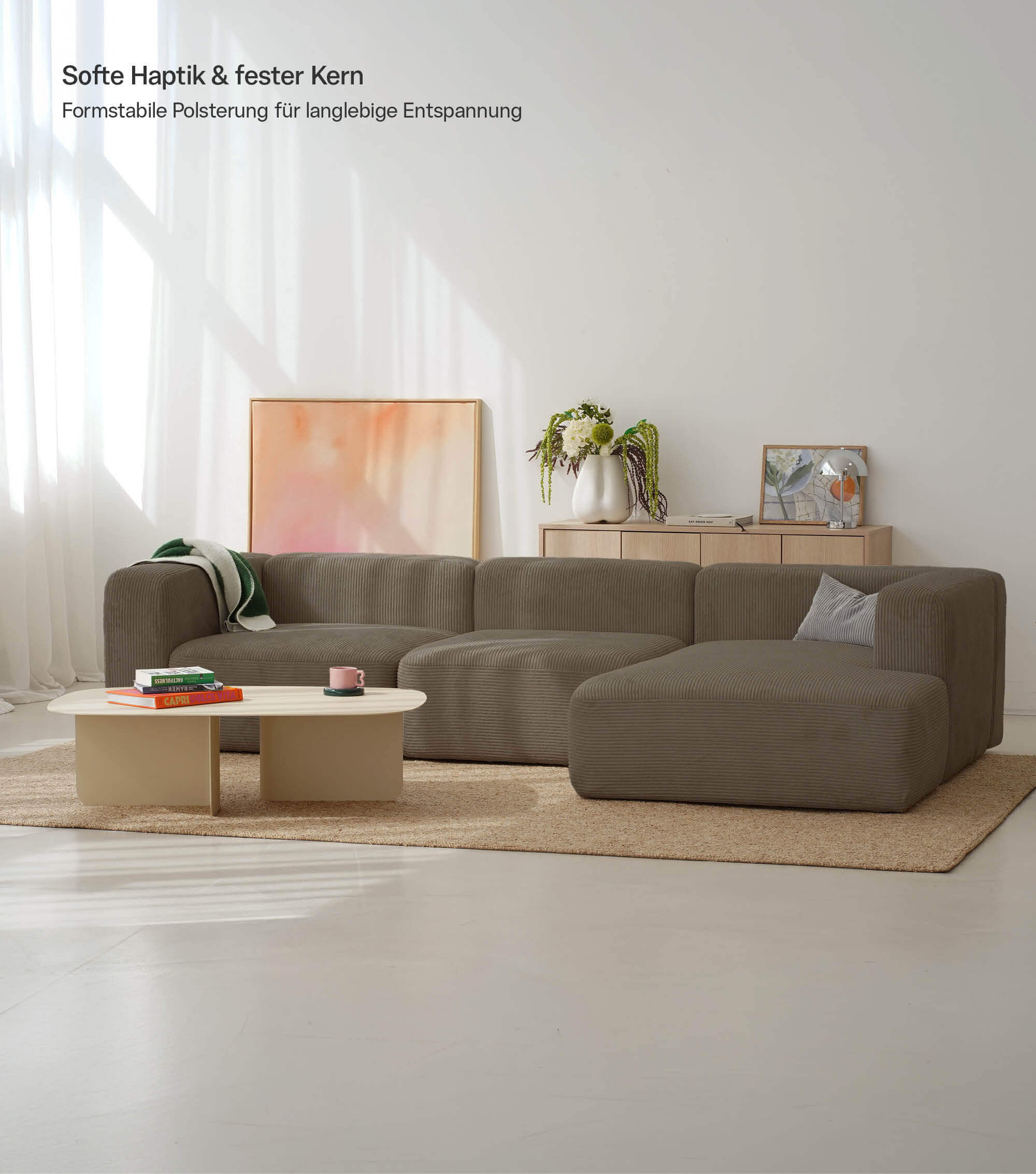 Ecksofa 4-Sitzer 'Cubo' (großes L) Ecksofa Cord Eckcouch Bigsofa 4-Sitzer Sofa 'Cubo'