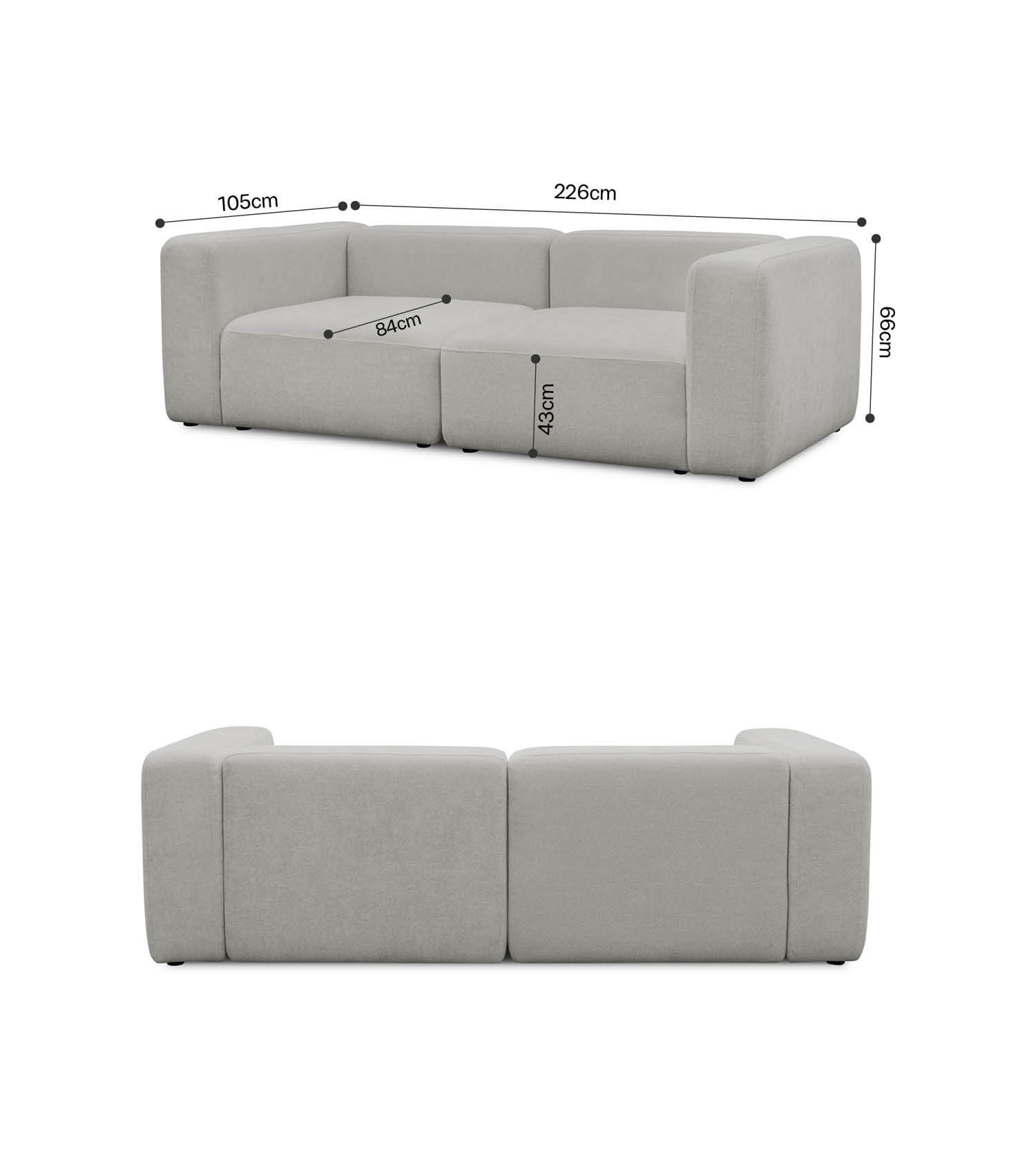 3-Sitzer Sofa 'Cubo' Sofa Cord Sofa Modulsofa Couch 3-Sitzer 'Cubo'