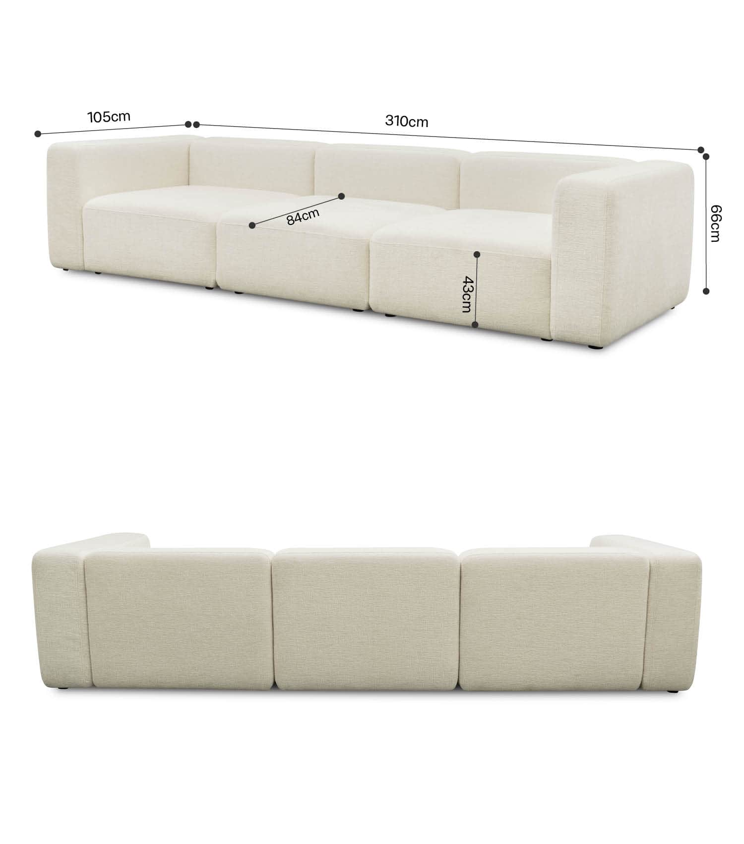 4-Sitzer Sofa 'Cubo' Sofa Bigsofa Cord Sofa 4-Sitzer Modulsofa 'Cubo'