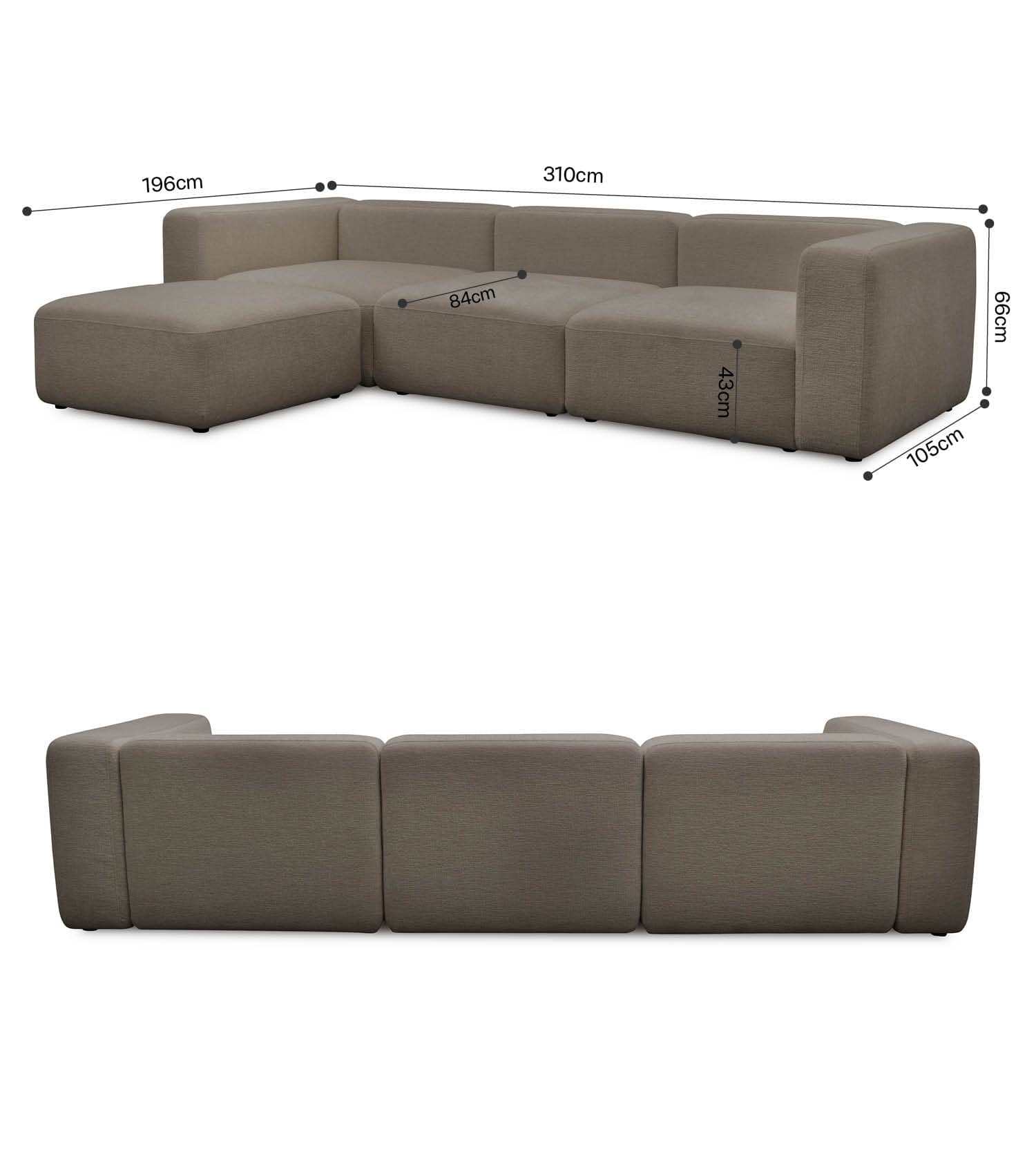 4-Sitzer Sofa mit Hocker 'Cubo' Sofa mit Hocker Bigsofa 4-Sitzer Cord Sofa 'Cubo'