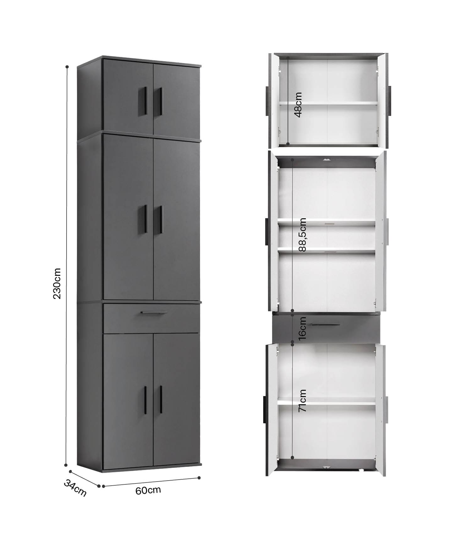 Mehrzweckschrank Hochschrank Schuhschrank Allzweckschrank Flurschrank