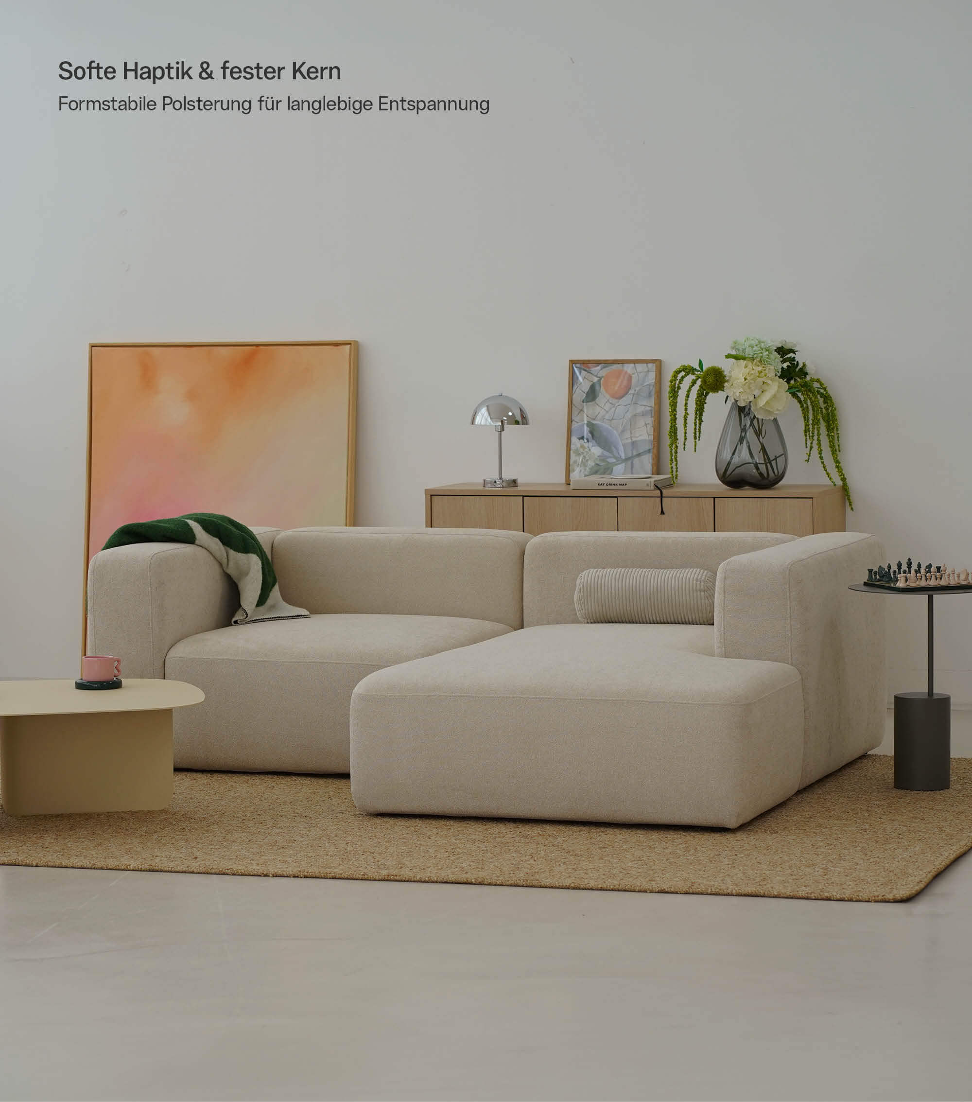 Ecksofa 3-Sitzer 'Cubo' (kleines L) Ecksofa Cord Eckcouch 3-Sitzer Sofa Modulsofa 'Cubo'