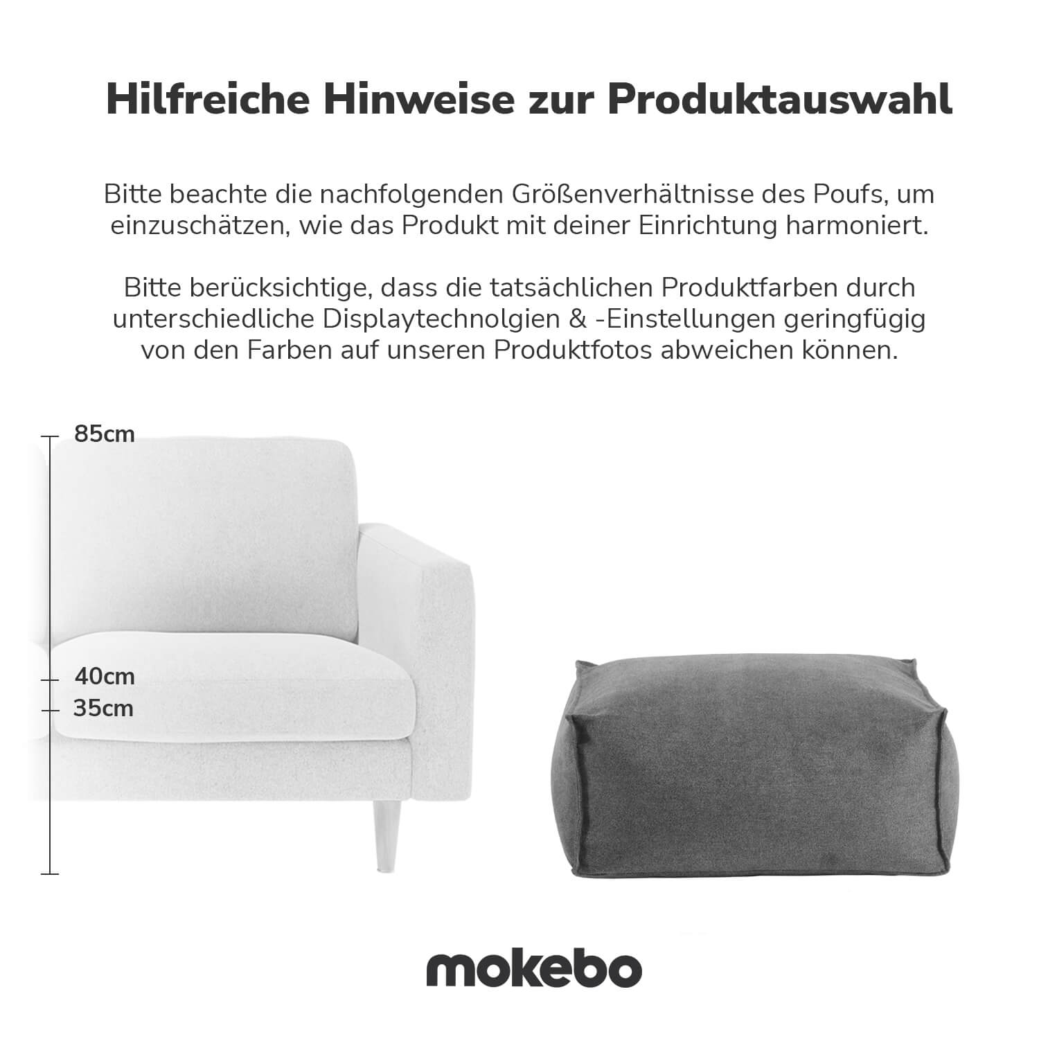 Indoor Pouf Hocker Sitzkissen Bodenkissen 'Der Ruhestifter' Fußhocker eckig