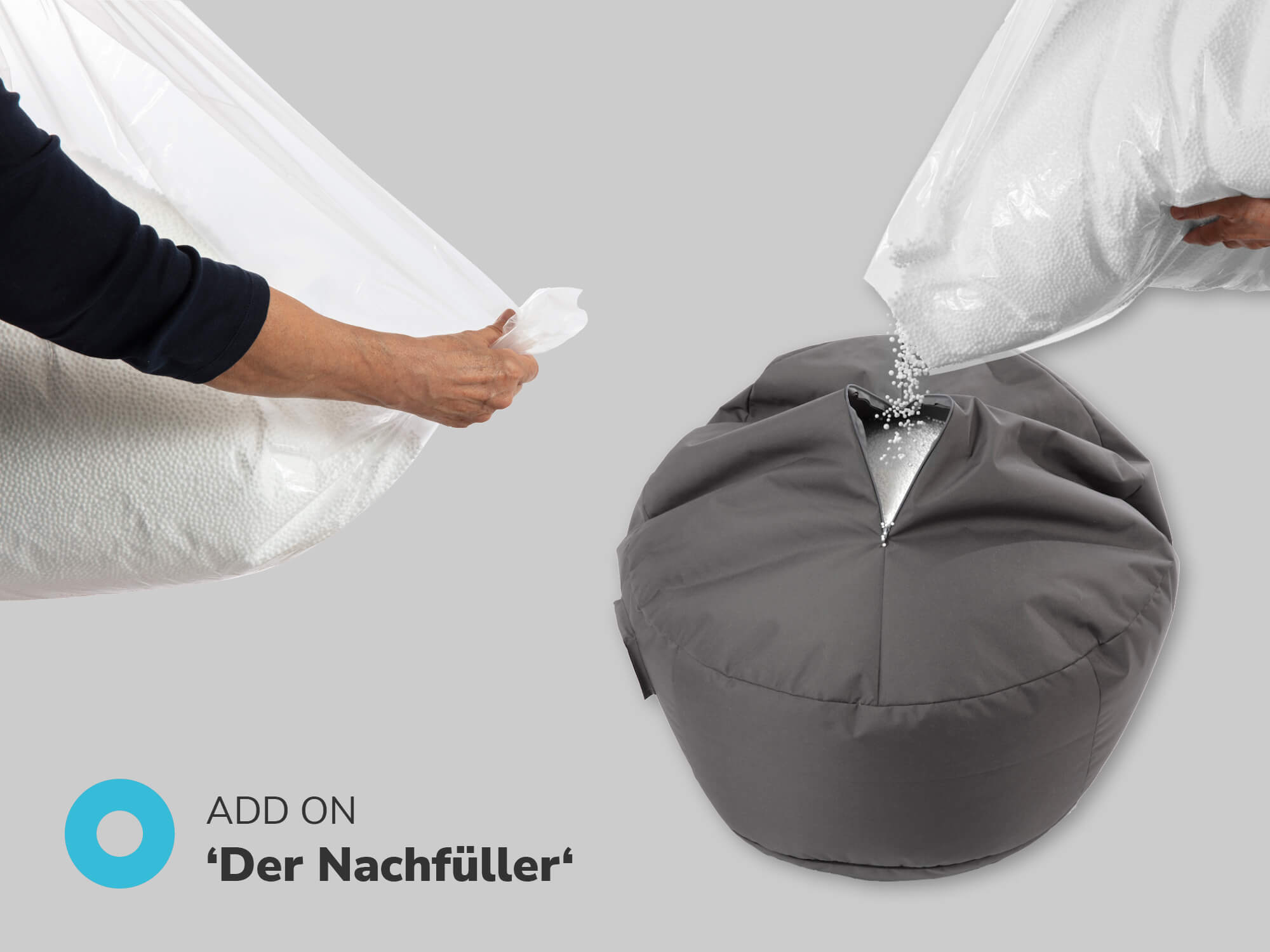 EPS-Perlen Nachfüllpaket für Sitzsäcke und Poufs bei mokebo