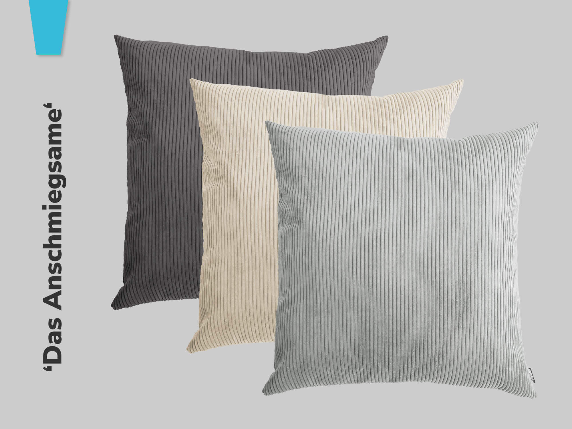 Riesen Couchkissen aus Cordstoff in beige, grau und anthrazit