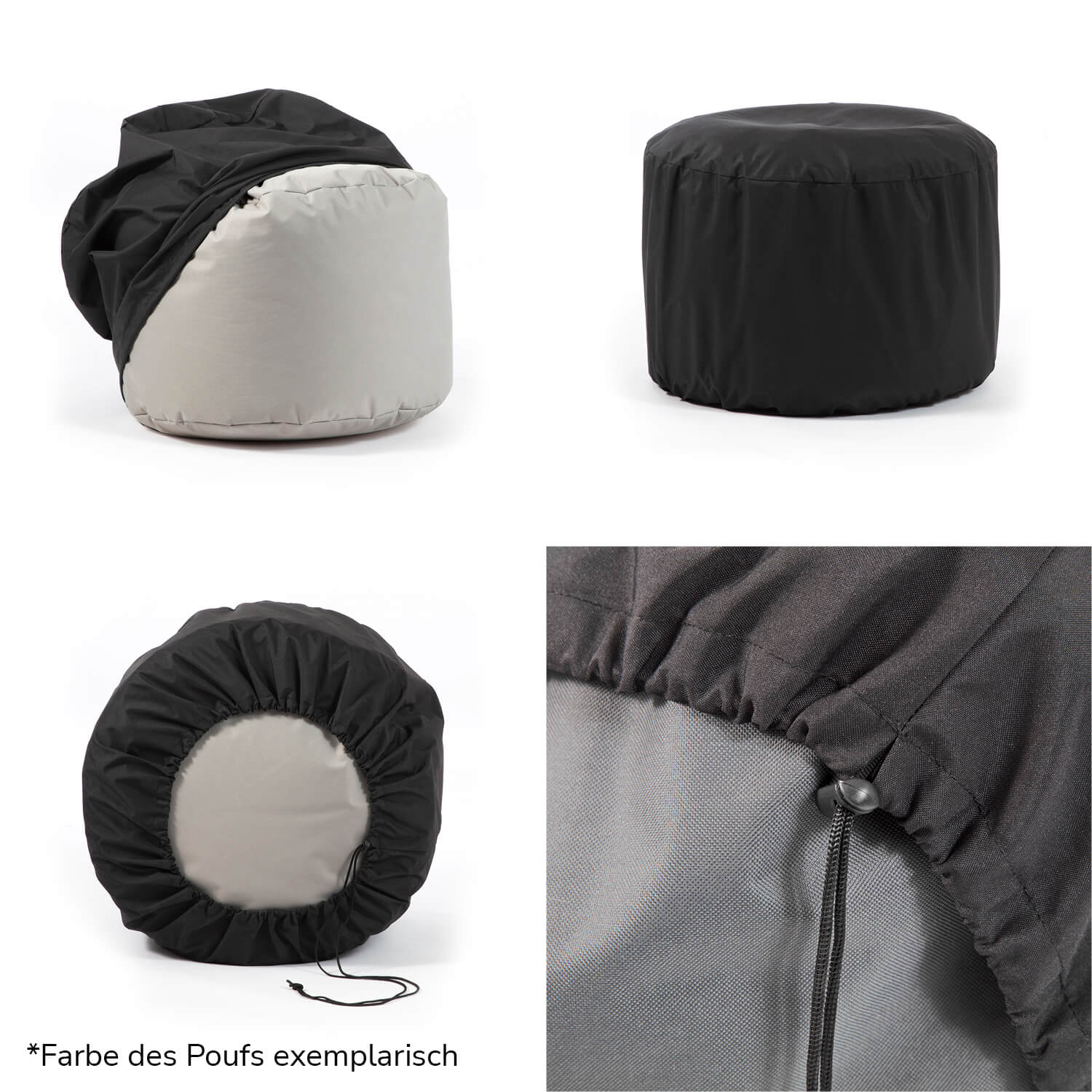 Outdoor Pouf Hocker Sitzkissen Bodenkissen 'Der Ruhepouf' Fußhocker rund
