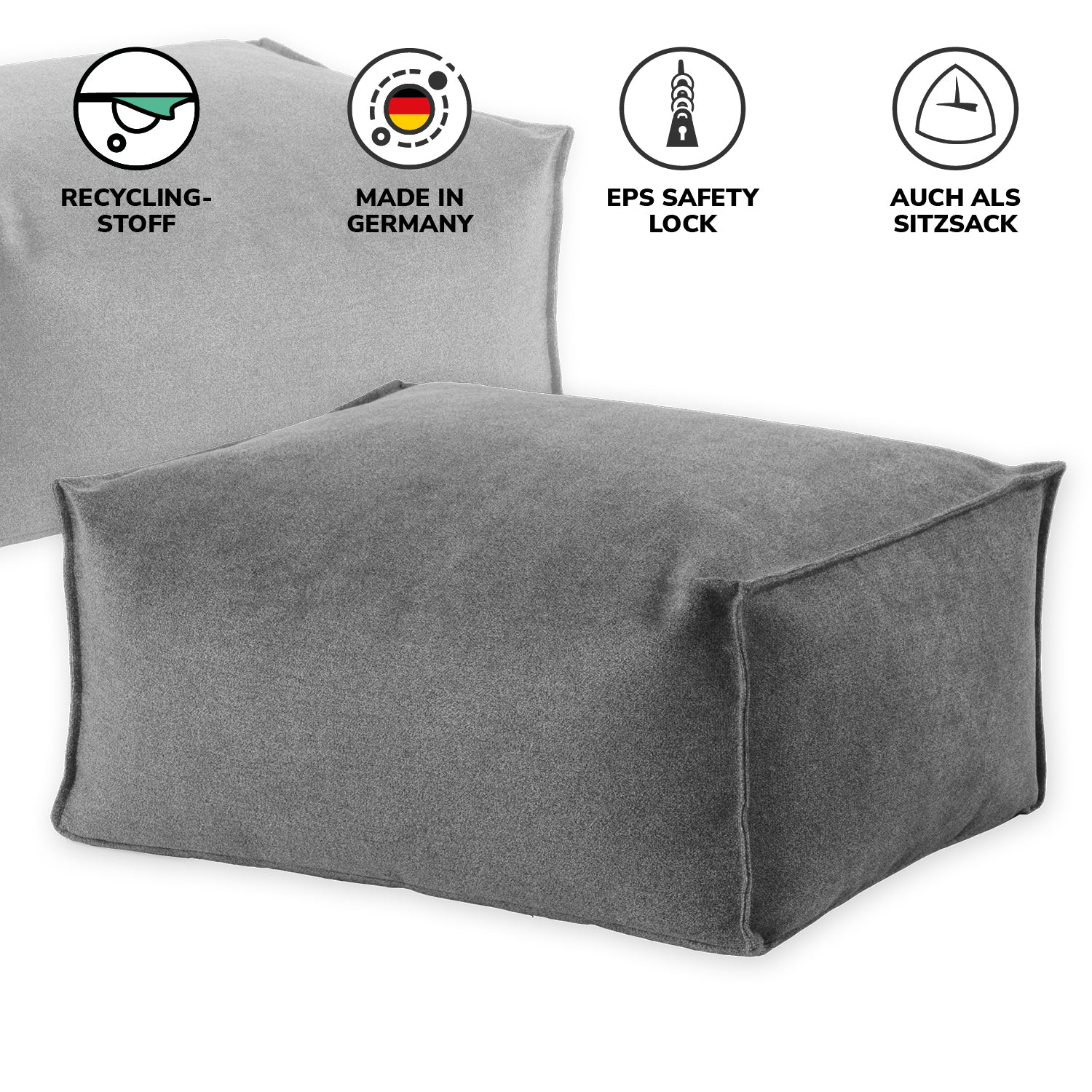 Indoor Pouf Hocker Sitzkissen Bodenkissen 'Der Ruhestifter' Fußhocker eckig