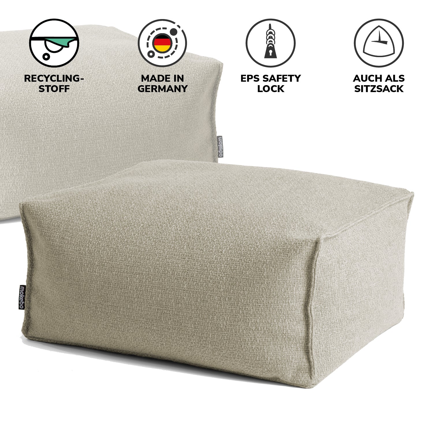 Indoor Pouf Hocker Sitzkissen Bodenkissen 'Der Ruhestifter' Fußhocker eckig