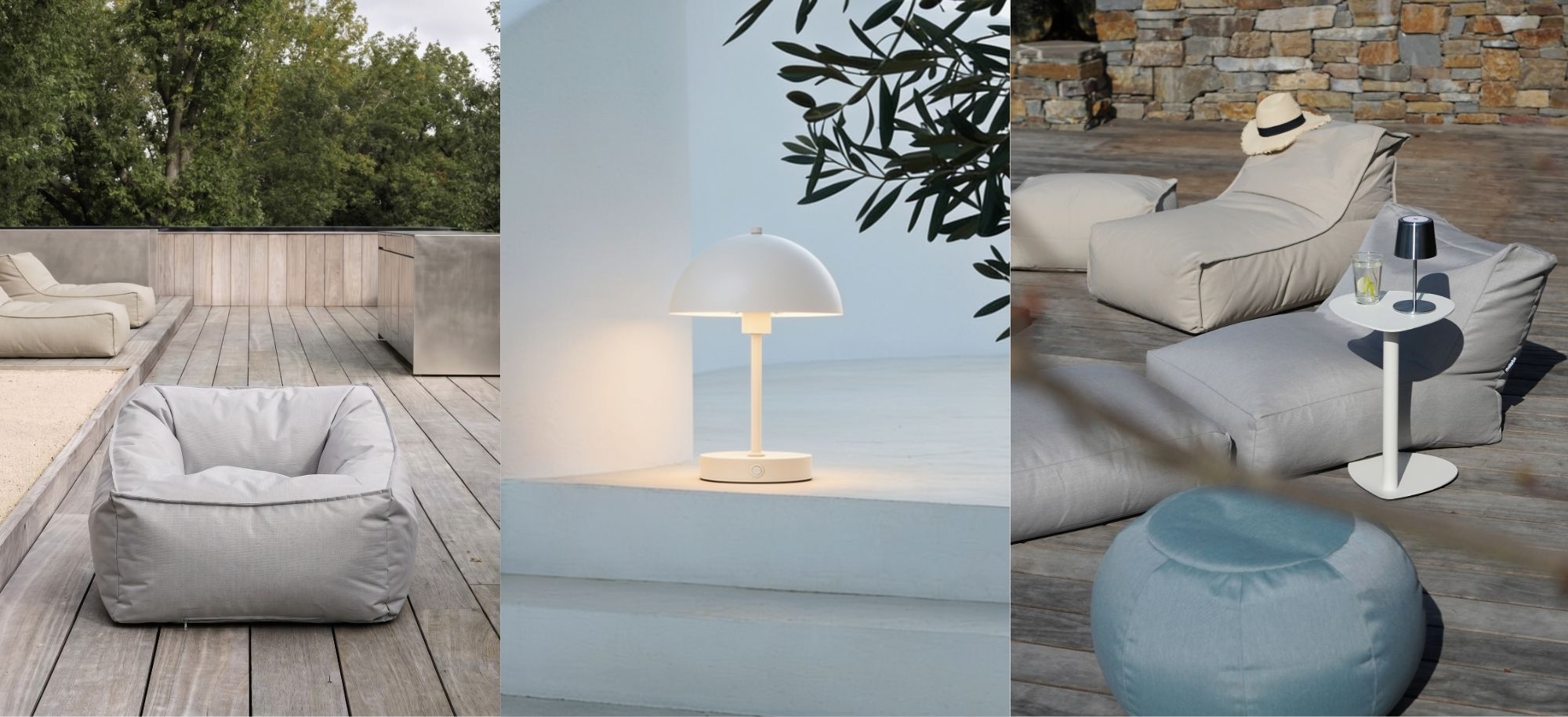 Outdoor Sitzsäcke, Poufs und kabellose Lampen von mokebo