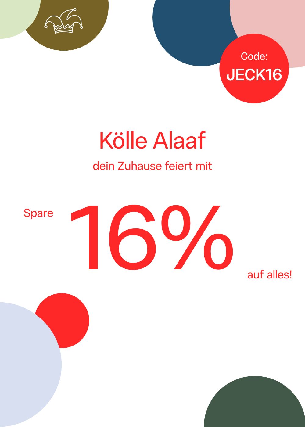 16% sparen mit dem Code JECK16
