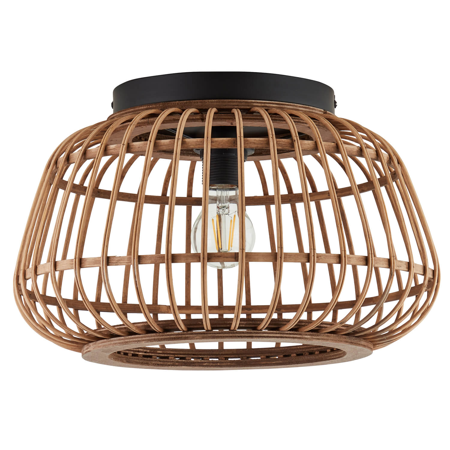 Deckenlampe mit Rattan Boho Style 'Die Natürliche' Deckenstrahler Holz