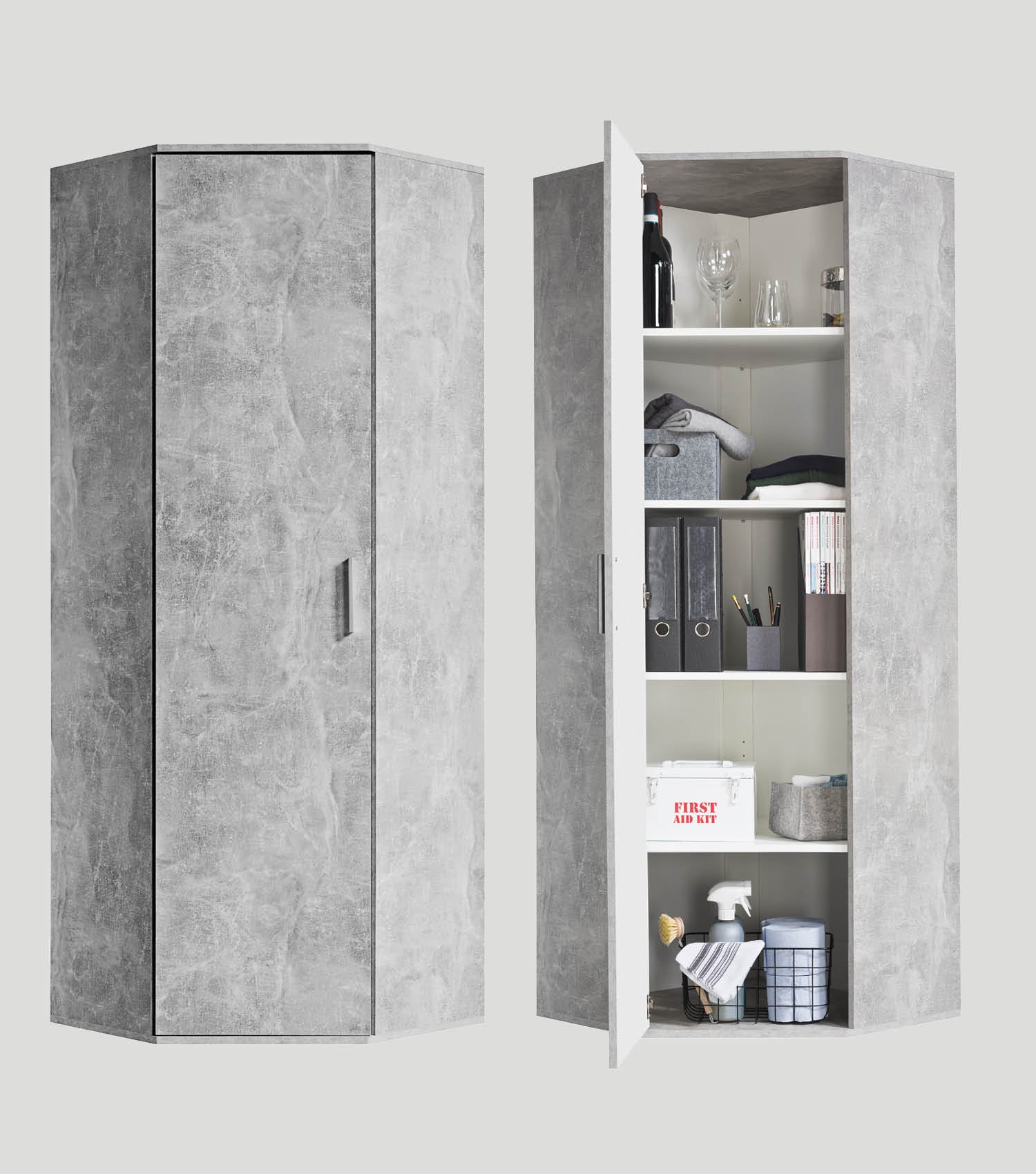 Eckschrank 'Der Lange' auch als Mehrzweckschrank oder Aktenschrank