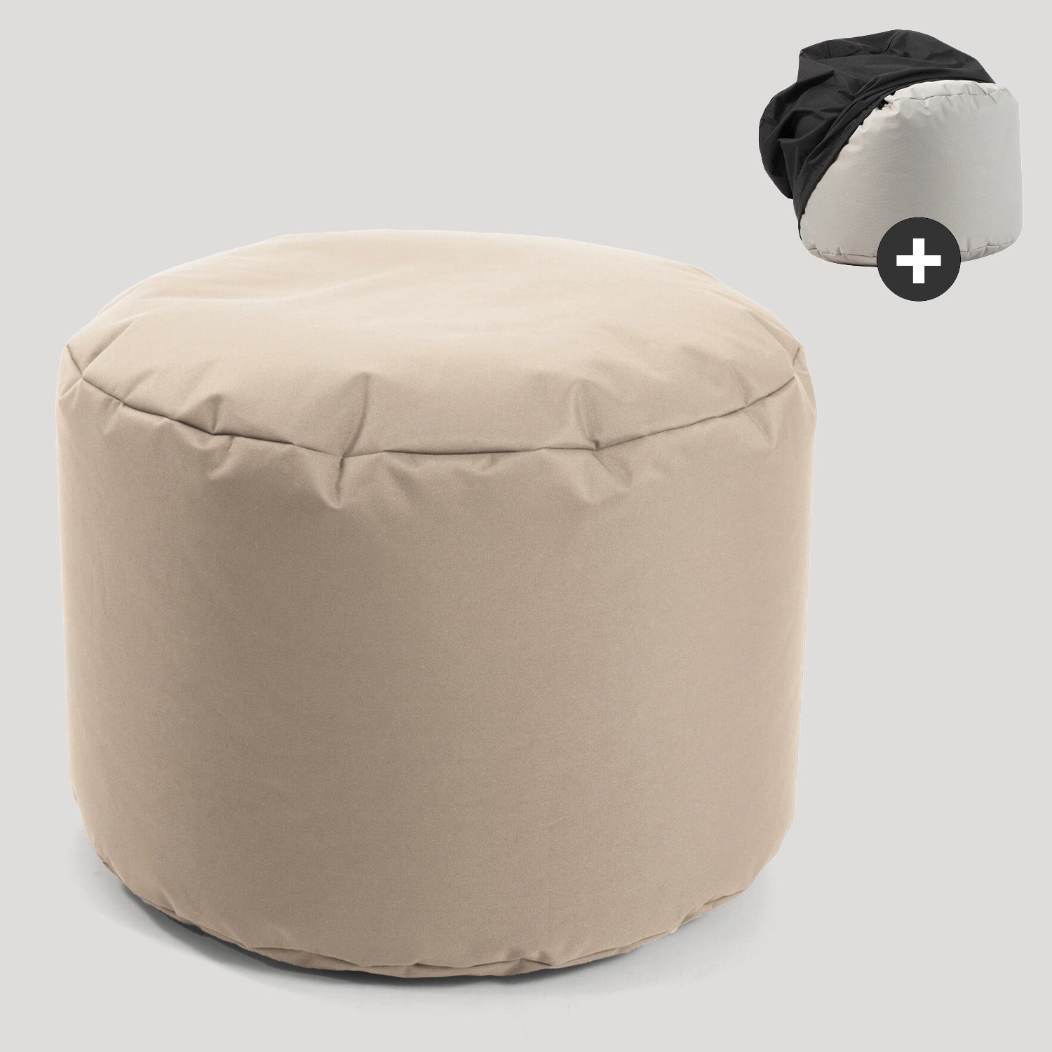 Outdoor Pouf Hocker Sitzkissen Bodenkissen 'Der Ruhepouf' Fußhocker rund