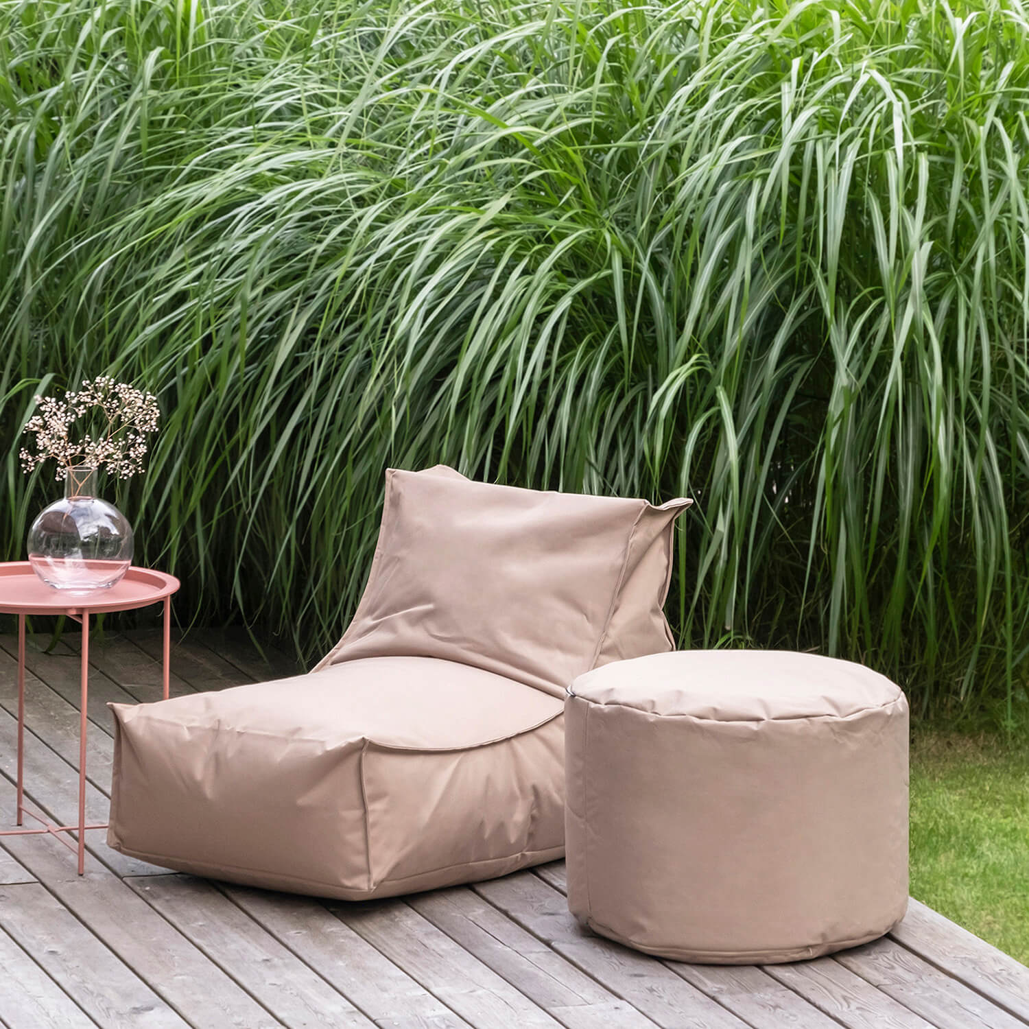 Outdoor Pouf Hocker Sitzkissen Bodenkissen 'Der Ruhepouf' Fußhocker rund