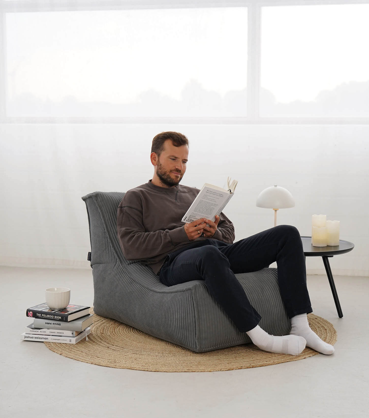 Sitzsack XXL + Pouf für Kinder & Erwachsene mit Füllung 'Der Gelassene'