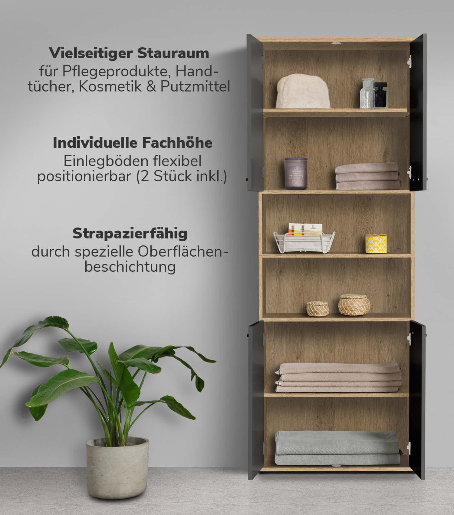 Bad-Hochschrank Badezimmerschrank Badschrank Badezimmerregal Schrank