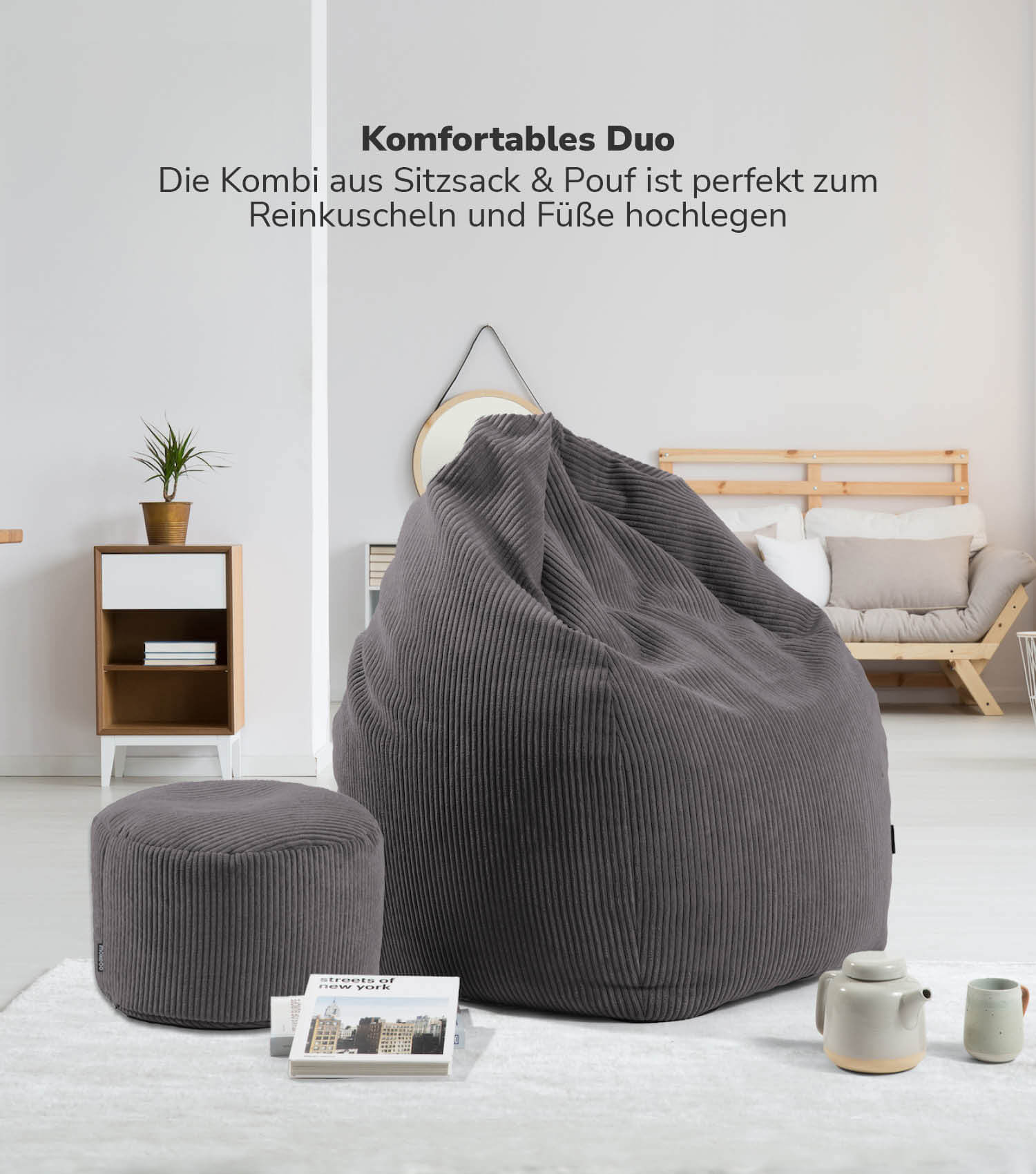 Sitzsack Bean Bag Sitzkissen Cord Bodenkissen BeanBag Sitzsack Kinder