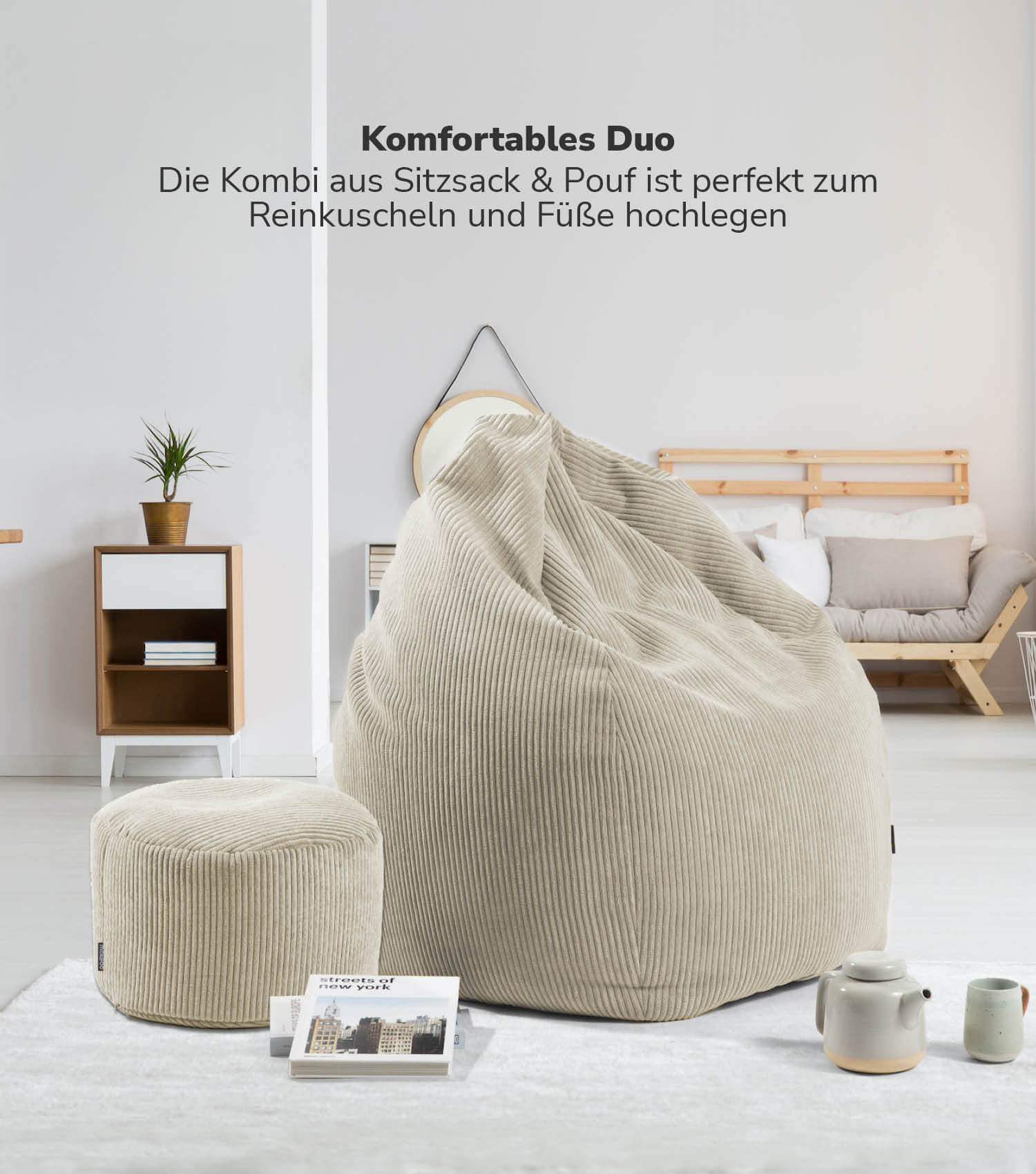 Sitzsack Bean Bag Sitzkissen Cord Bodenkissen BeanBag Sitzsack Kinder