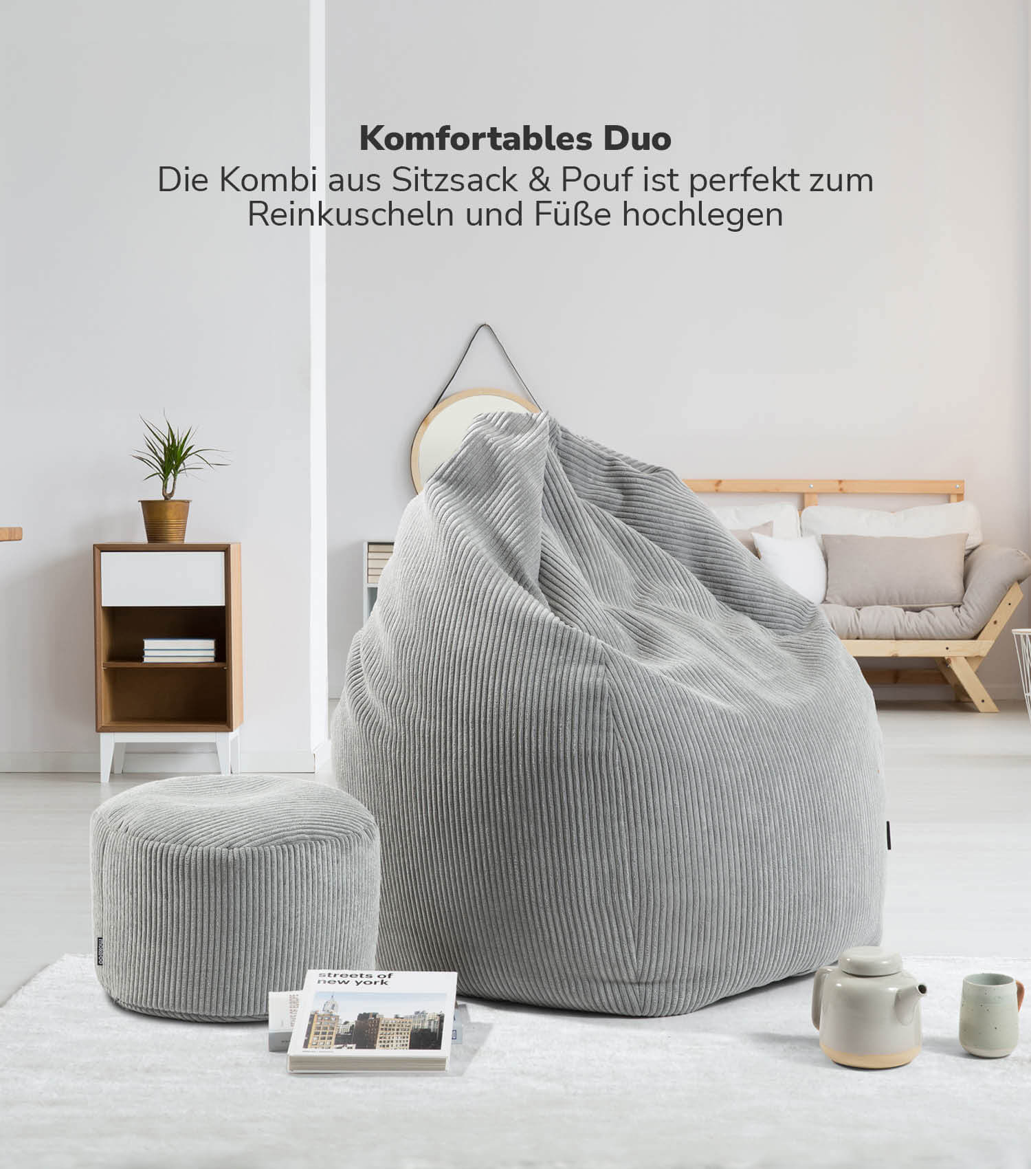 Sitzsack Bean Bag Sitzkissen Cord Bodenkissen BeanBag Sitzsack Kinder