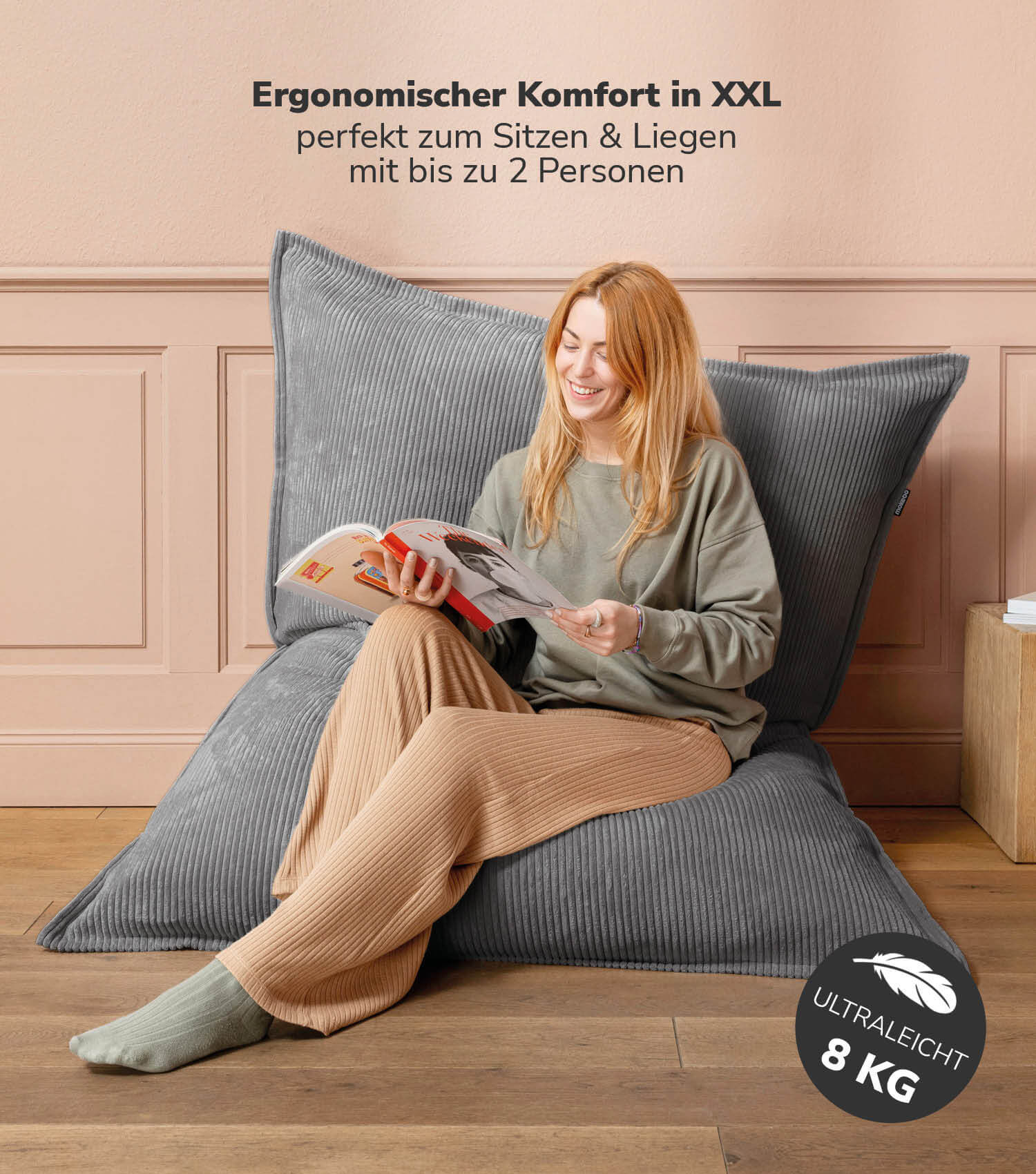 Sitzsack XXL mit Cord Cover Bean Bag Riesensitzsack Bodenkissen