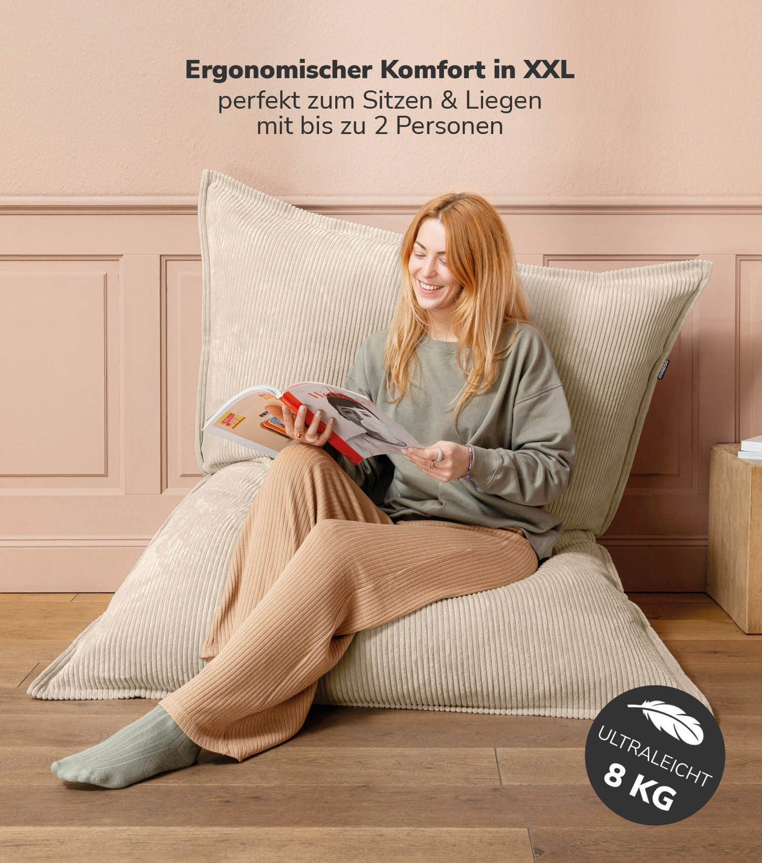 Sitzsack XXL mit Cord Cover Bean Bag Riesensitzsack Bodenkissen