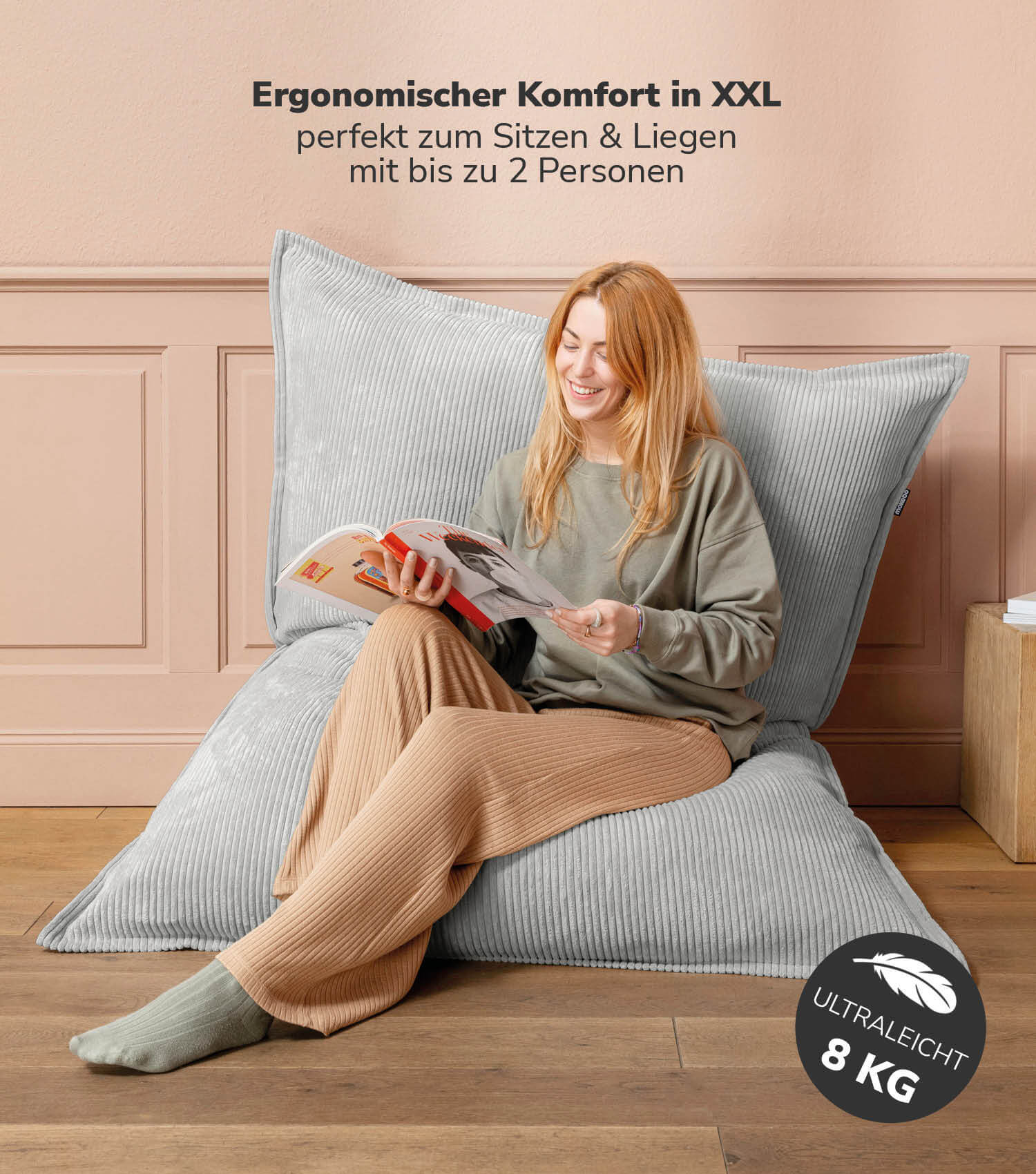 Sitzsack XXL mit Cord Cover Bean Bag Riesensitzsack Bodenkissen