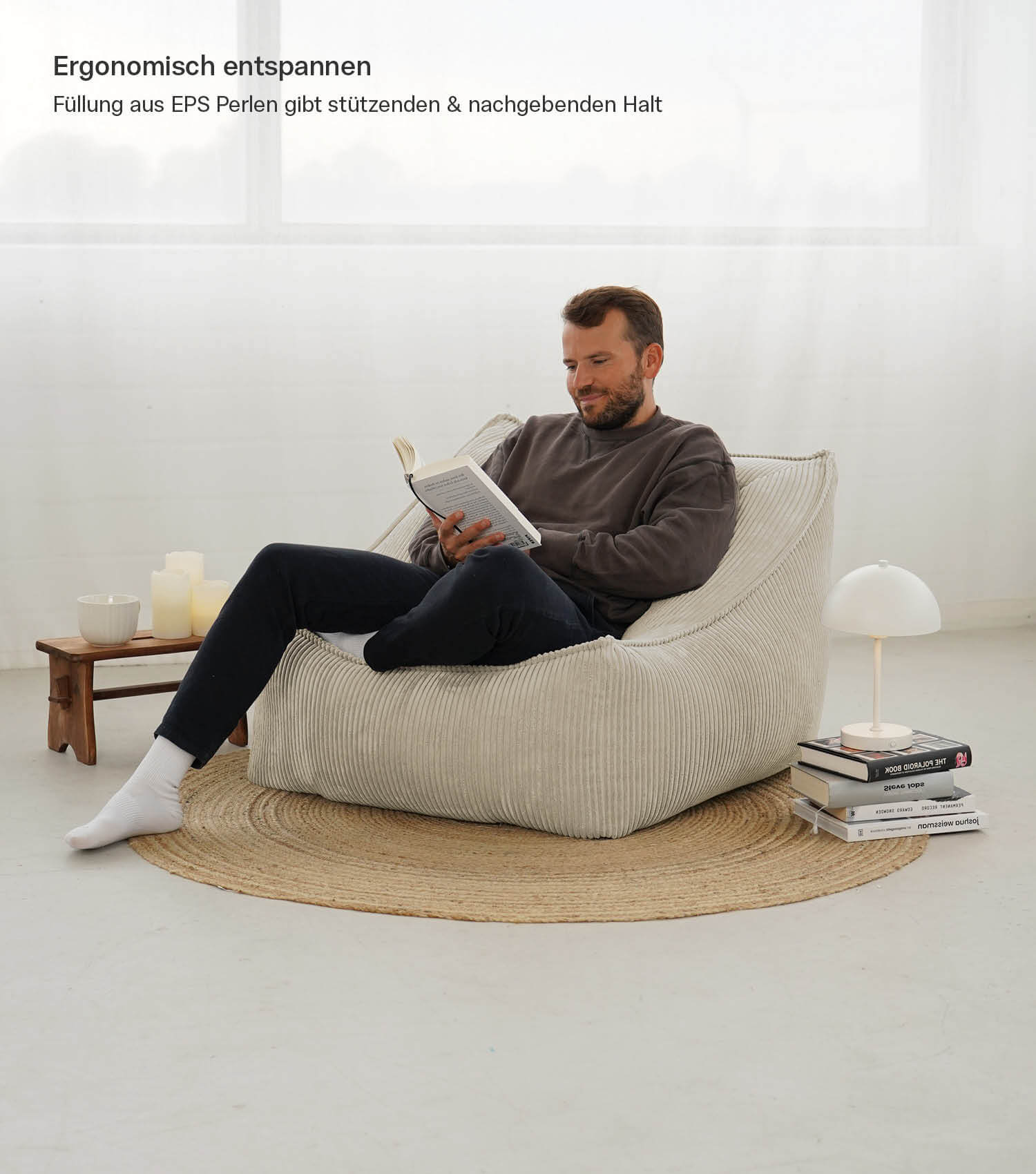 Cord Sessel Lesesessel XXL Sitzsack Sitzsack Cord Bean Bag Armlehnen