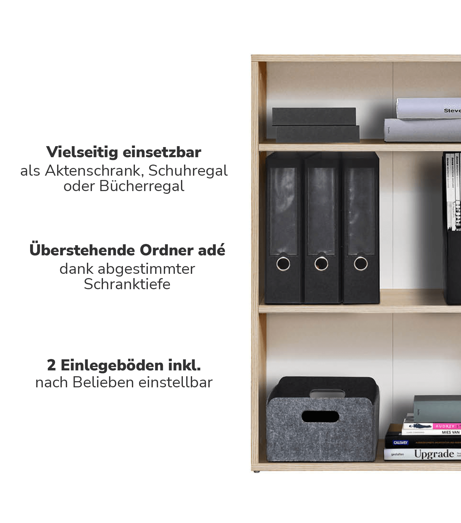 Hohes Regal Schuhregal aus Holz ‘Der Bücherwurm’ Aktenregal Wand