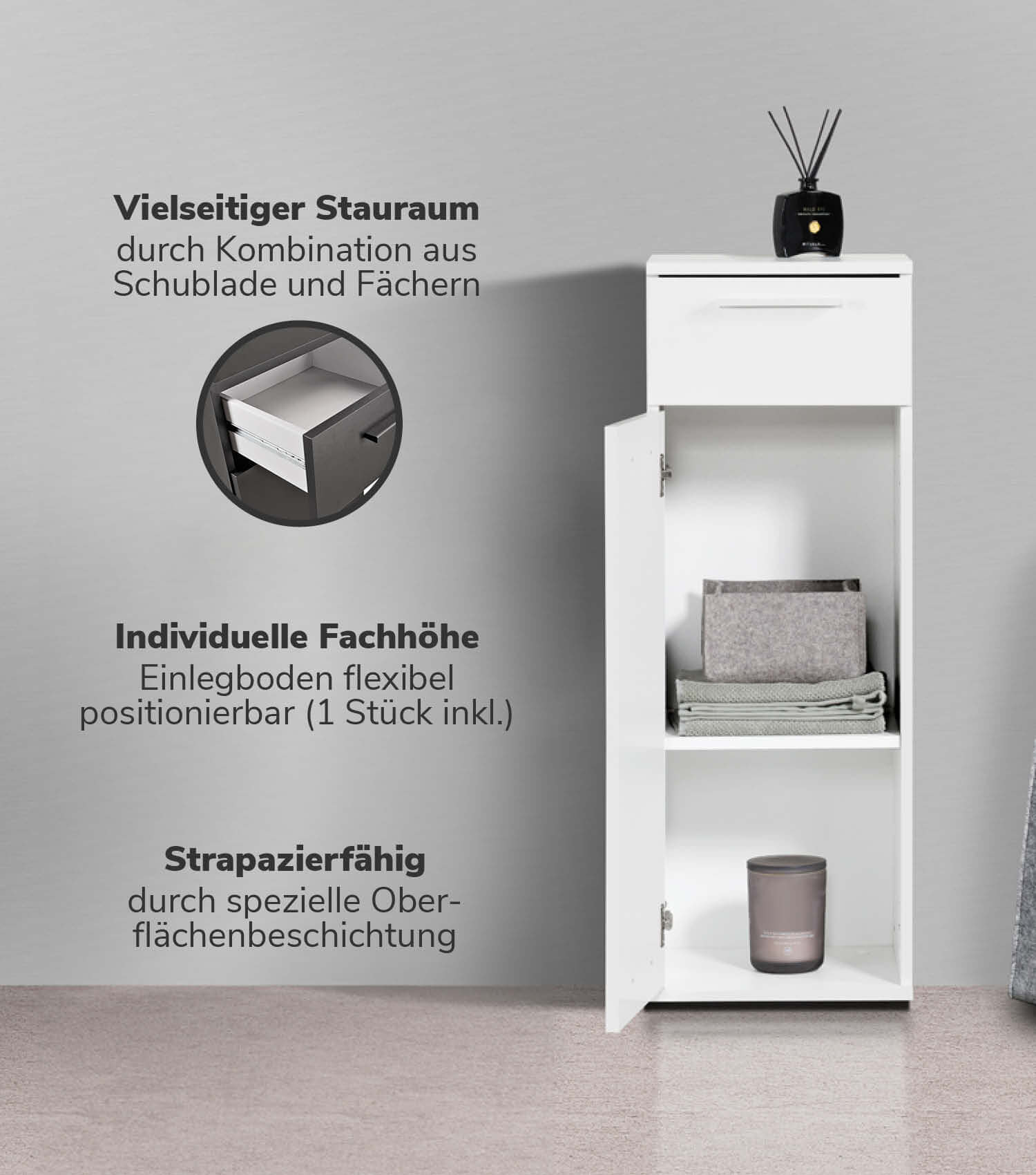 Bad-Beistellschrank Badschrank Badezimmerschrank Beistellschrank Badregal