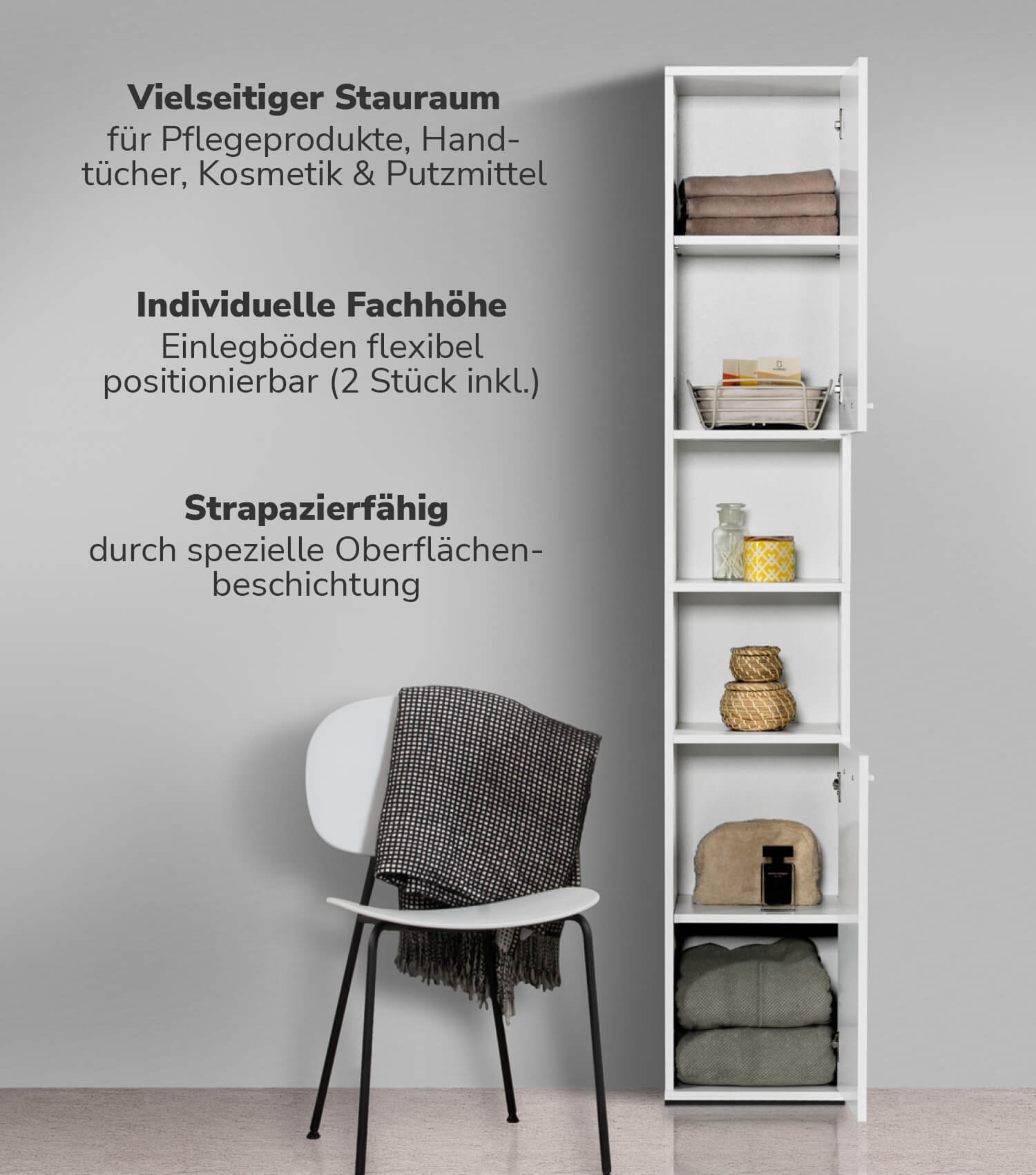 Bad-Hochschrank Badezimmerschrank Badschrank Badezimmerregal Schrank