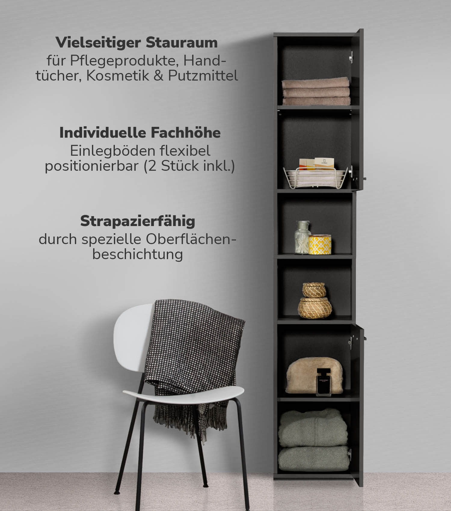 Bad-Hochschrank Badezimmerschrank Badschrank Badezimmerregal Schrank