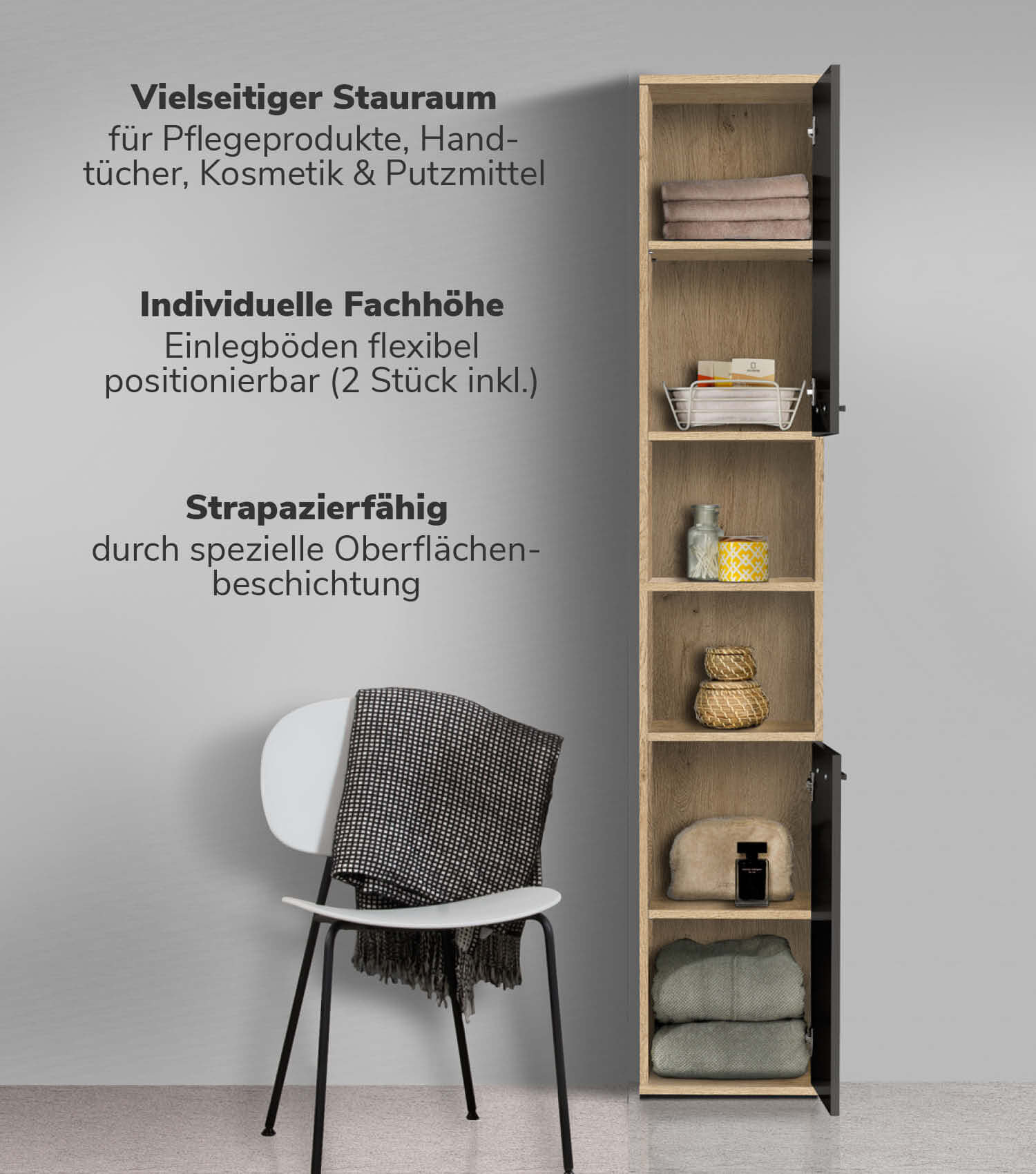 Bad-Hochschrank Badezimmerschrank Badschrank Badezimmerregal Schrank