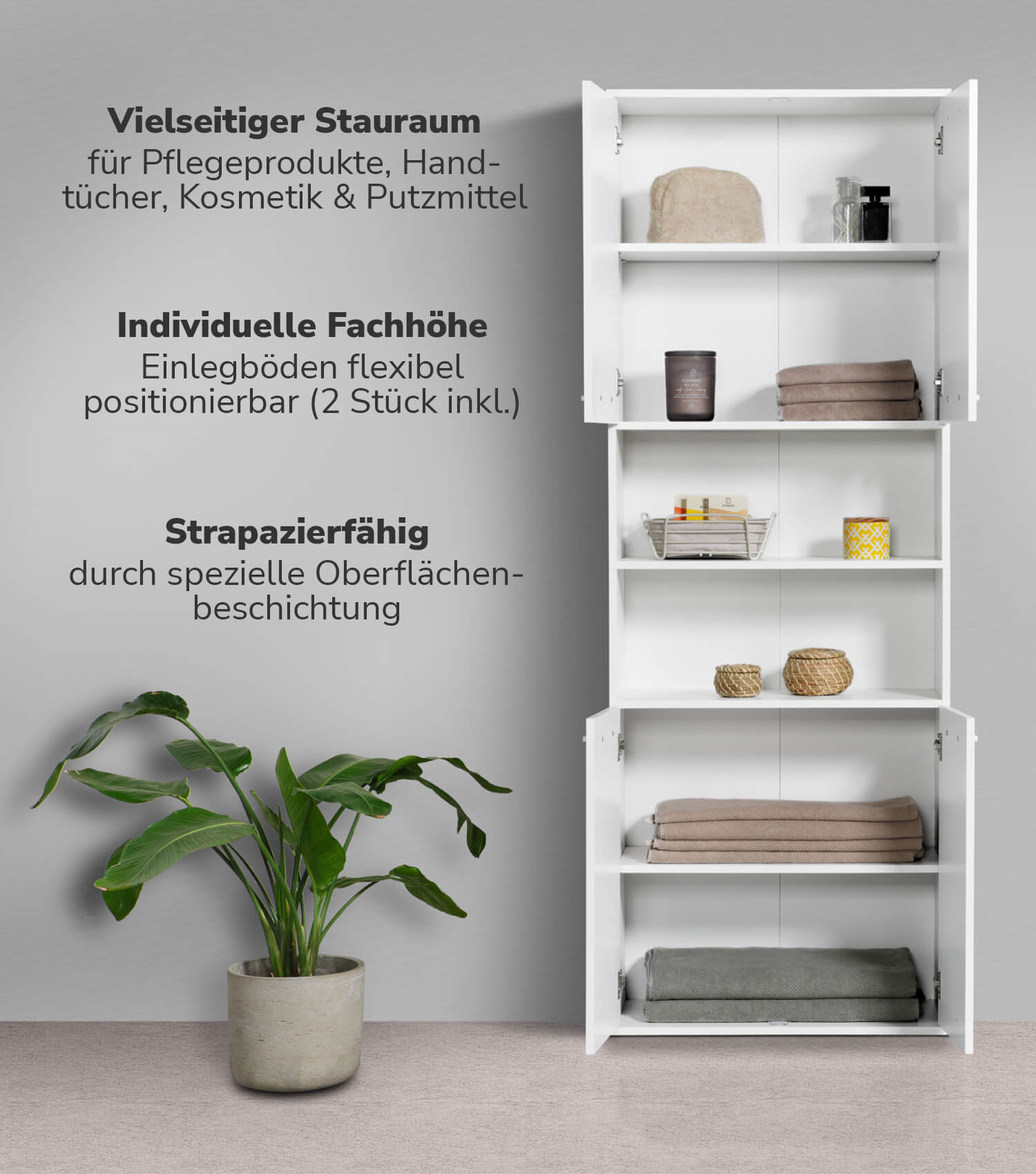 Bad-Hochschrank Badezimmerschrank Badschrank Badezimmerregal Schrank