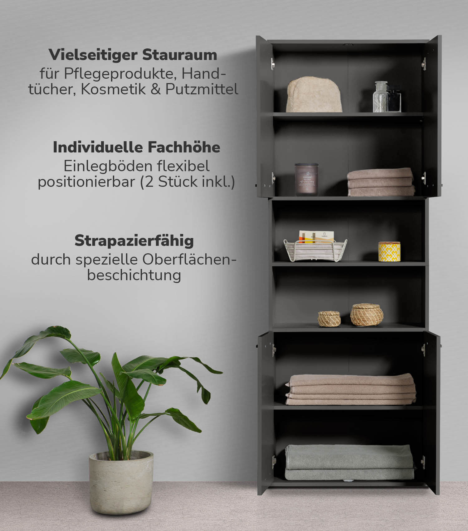 Bad-Hochschrank Badezimmerschrank Badschrank Badezimmerregal Schrank