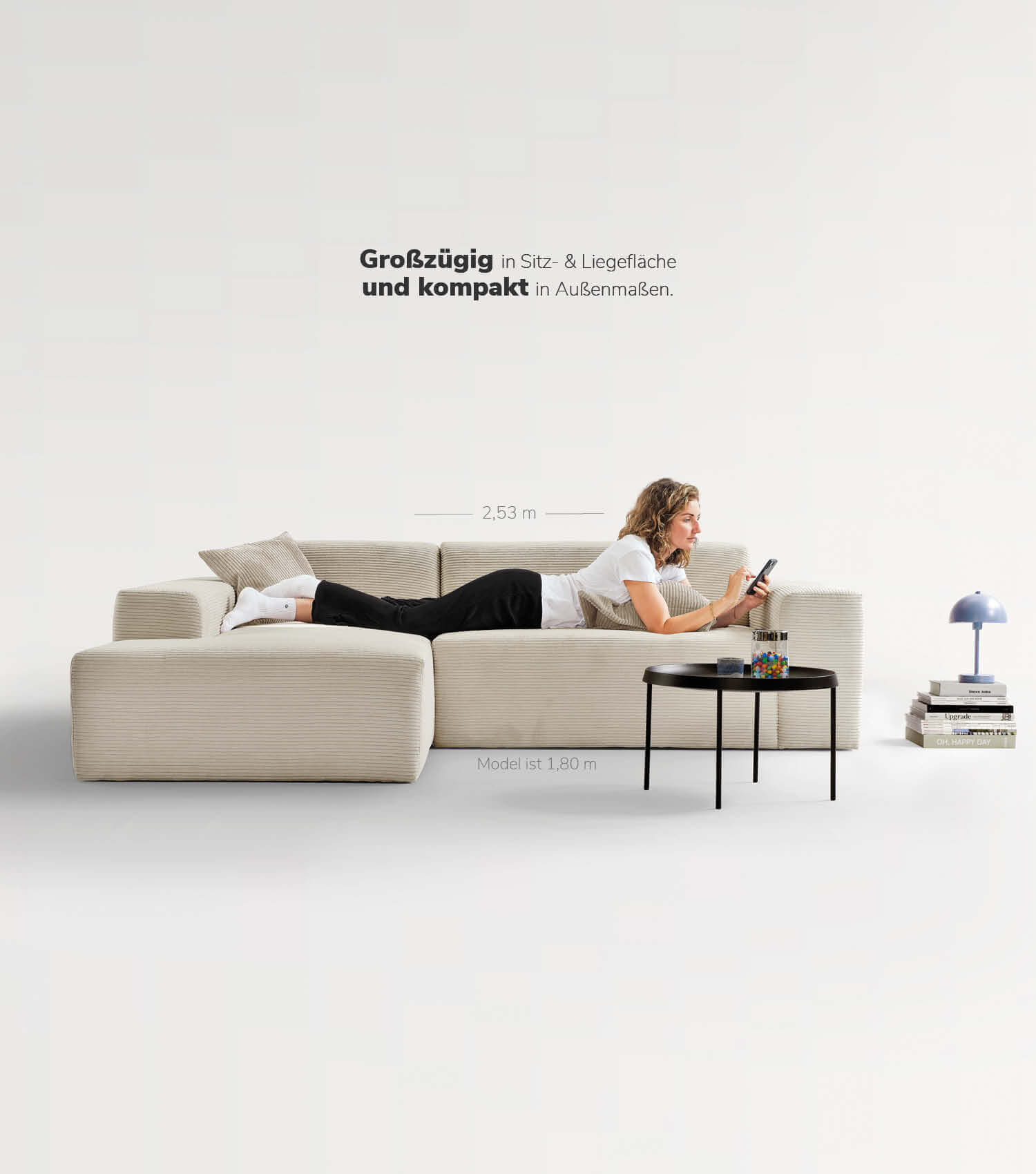 Cord Sofa Sofa Cord Ecksofa Cord Sofa beige Eckcouch 3-Sitzer Sofa