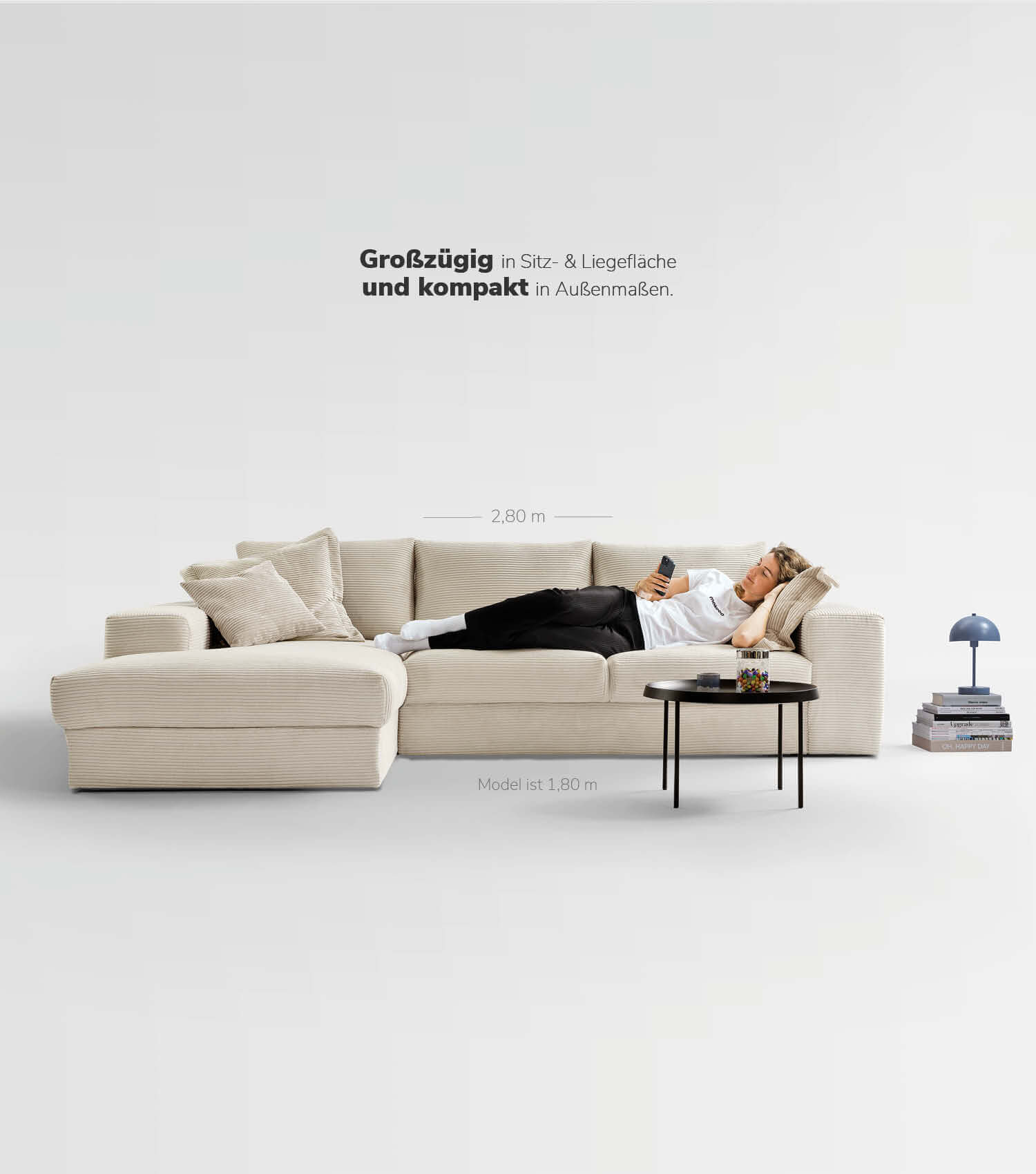 Cord Sofa Sofa Cord Ecksofa Cord Sofa beige Eckcouch 3-Sitzer Sofa