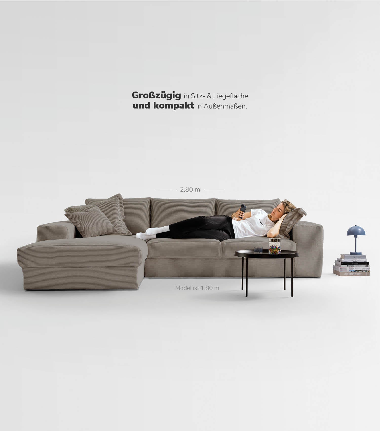 Cord Sofa Sofa Cord Ecksofa Cord Sofa beige Eckcouch 3-Sitzer Sofa