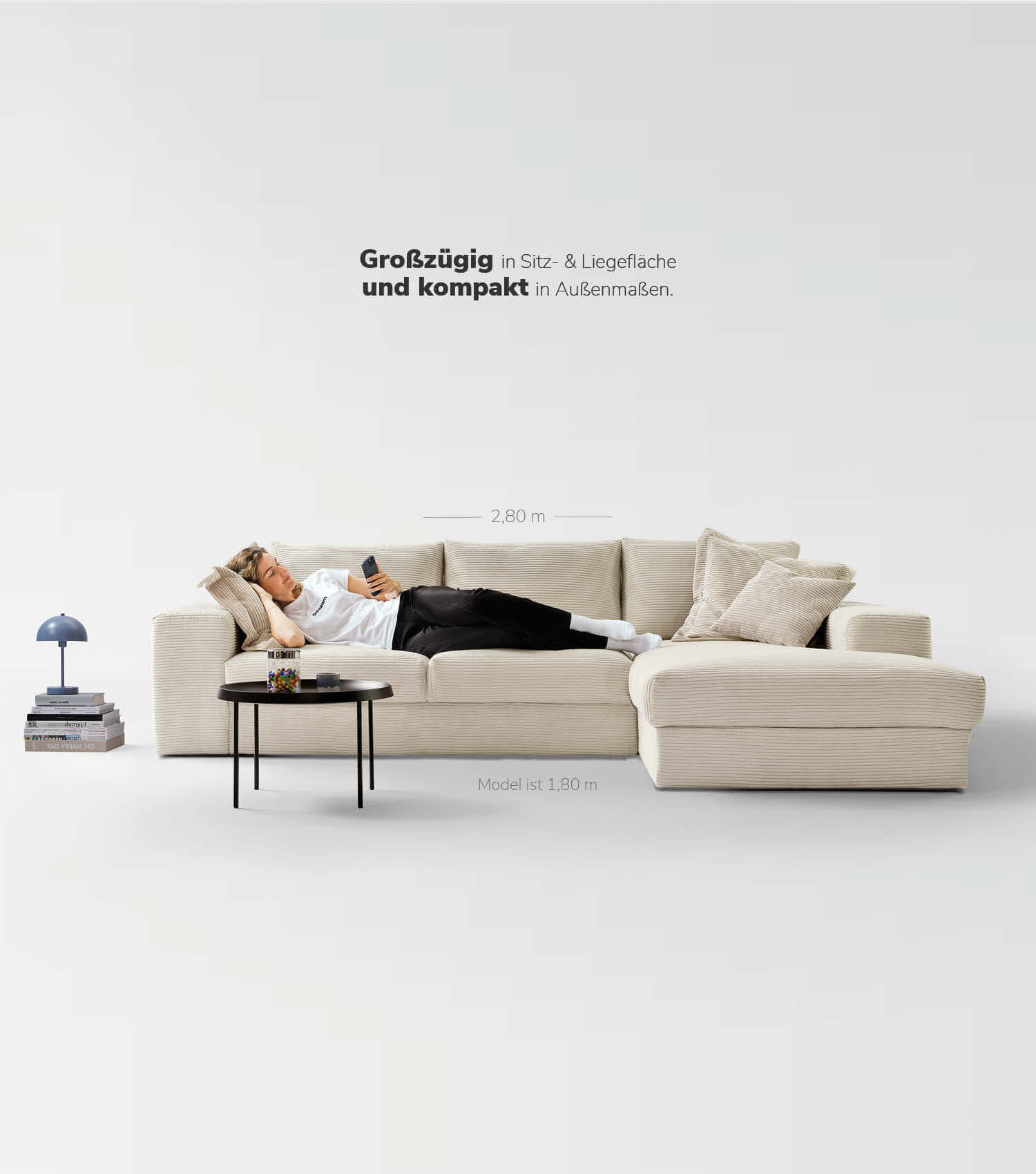 Cord Sofa Sofa Cord Ecksofa Cord Sofa beige Eckcouch 3-Sitzer Sofa
