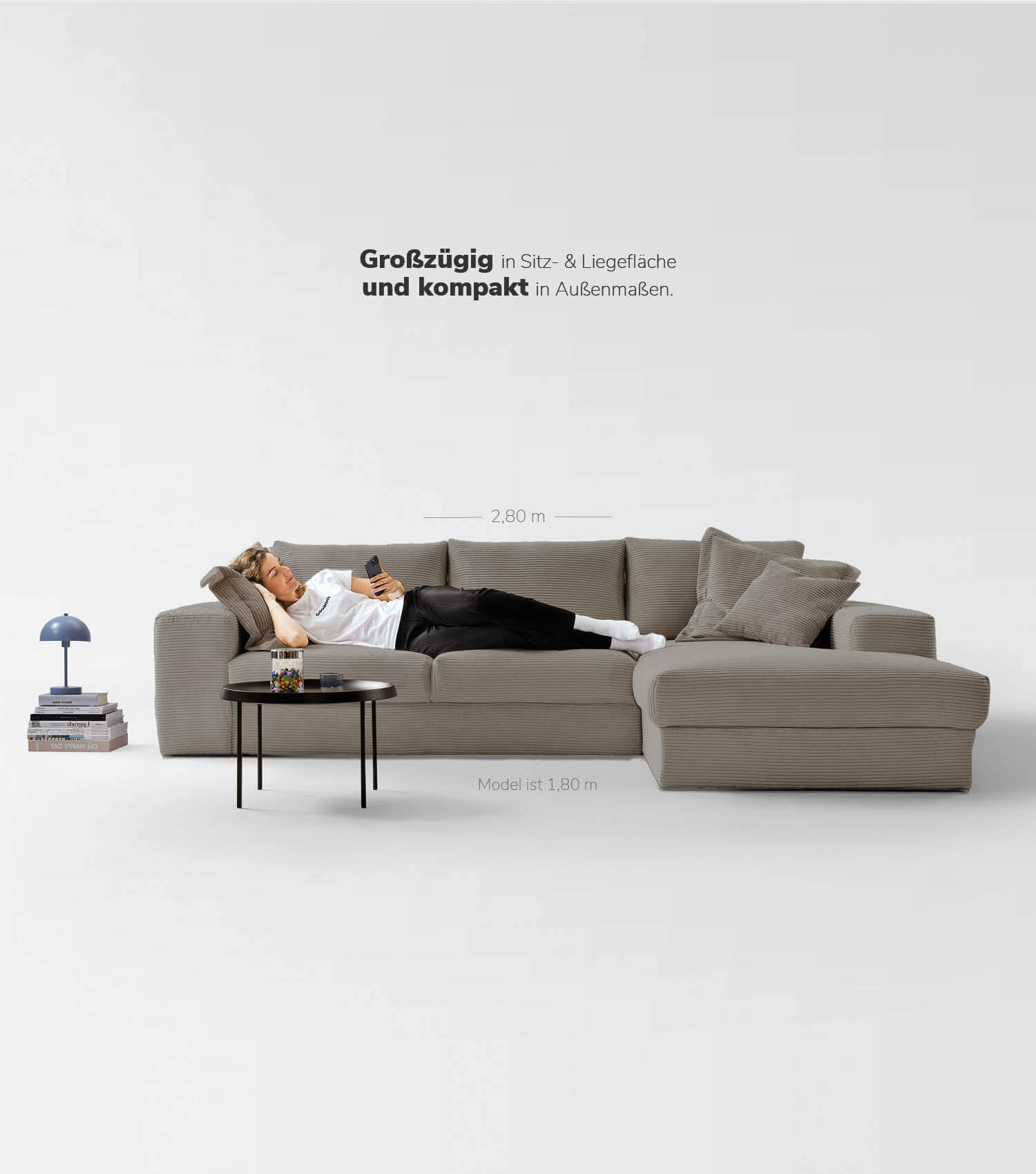 Cord Sofa Sofa Cord Ecksofa Cord Sofa beige Eckcouch 3-Sitzer Sofa