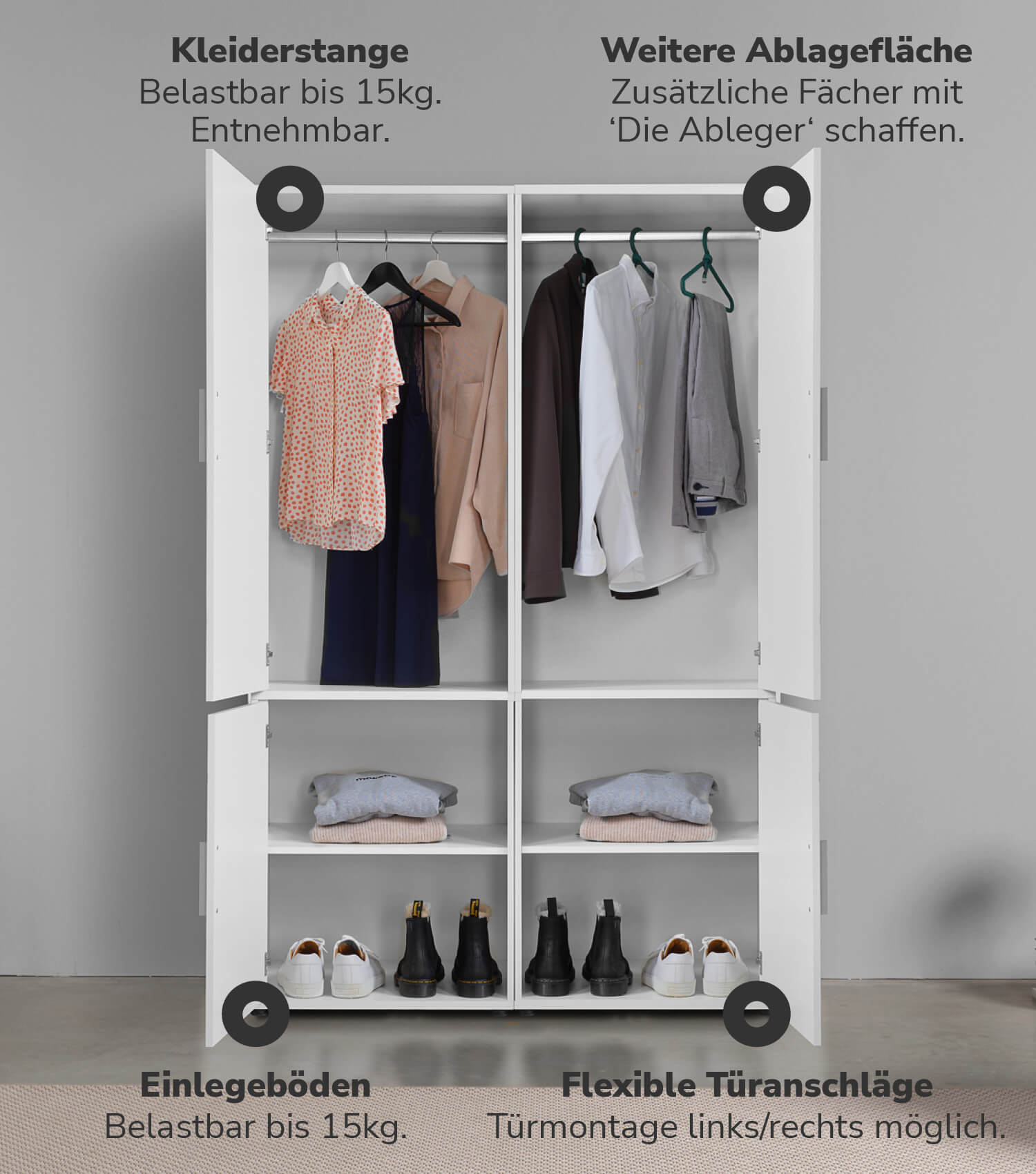 Kleiderschrank Garderobenschrank Schlafzimmerschrank Flurschrank