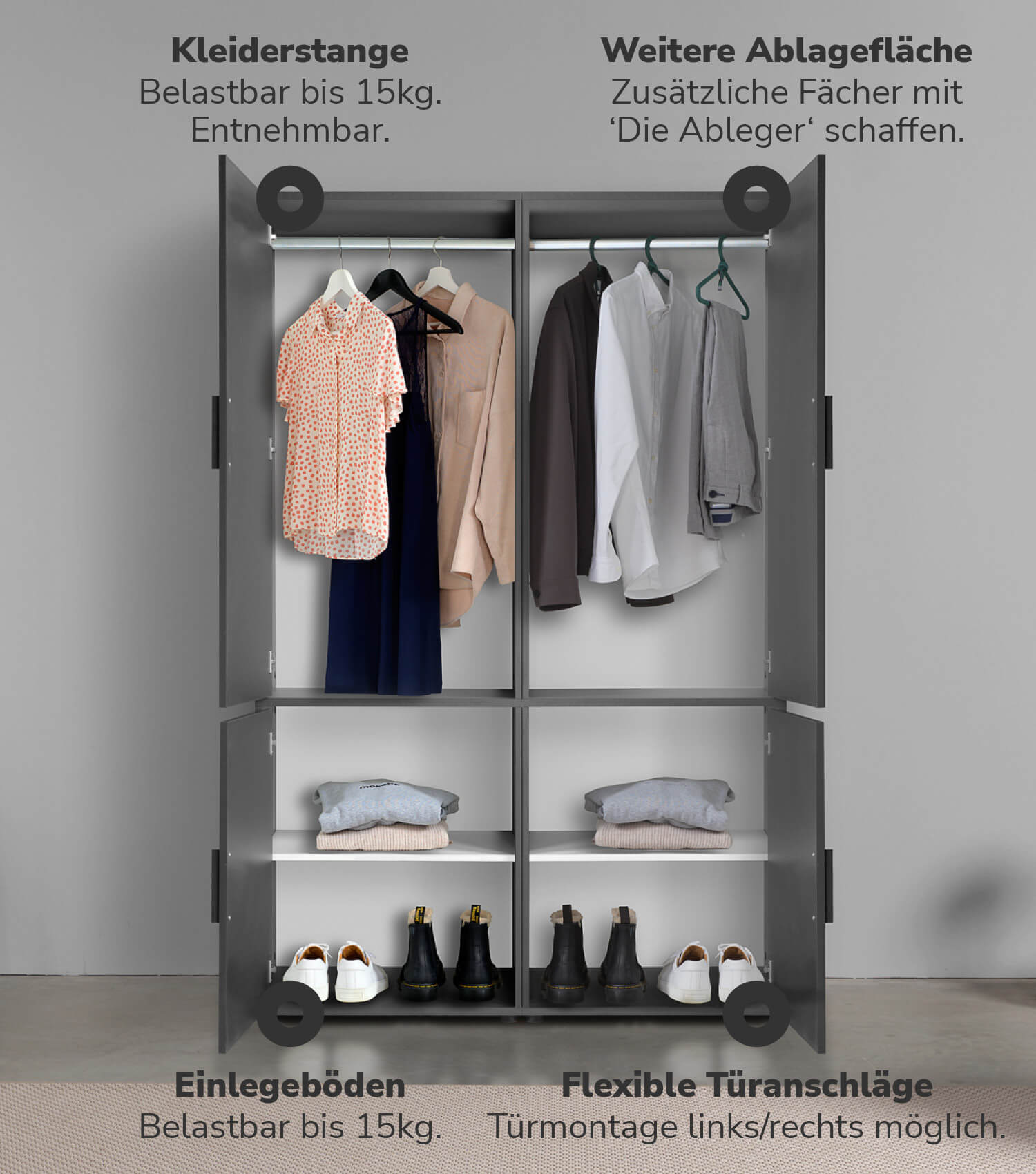 Kleiderschrank Garderobenschrank Schlafzimmerschrank Flurschrank