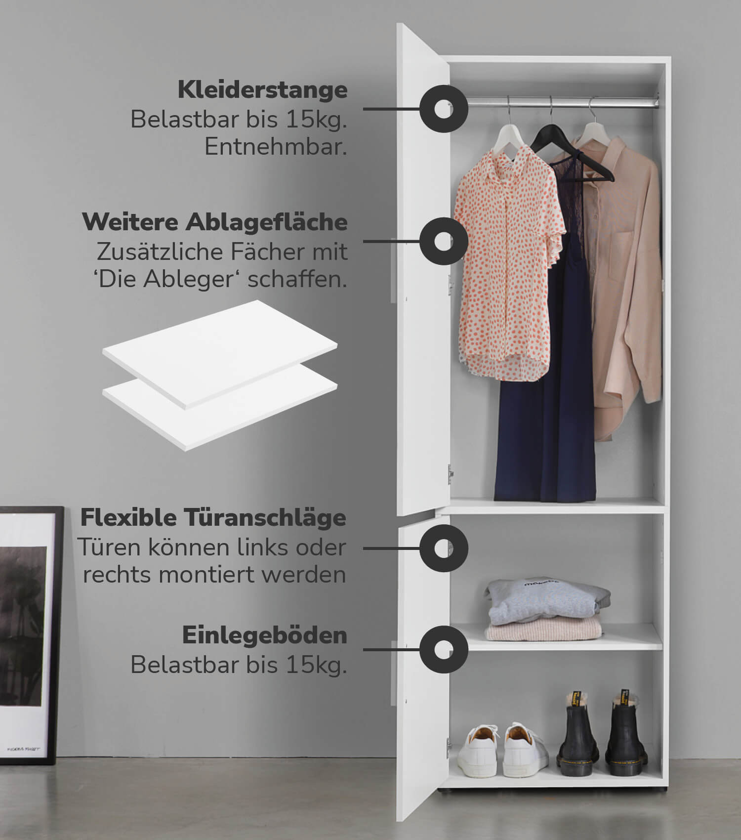 Kleiderschrank Garderobenschrank Schlafzimmerschrank Flurschrank