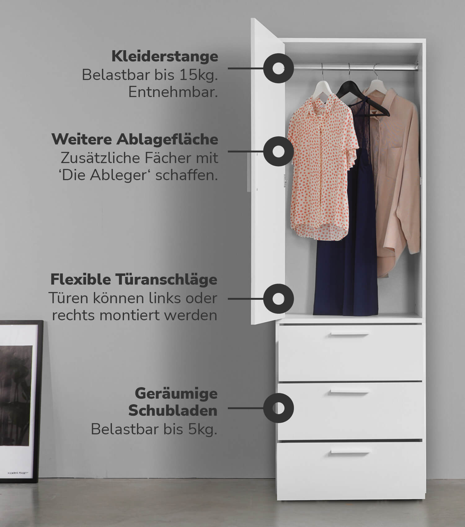 Kleiderschrank Garderobenschrank Schlafzimmerschrank Flurschrank